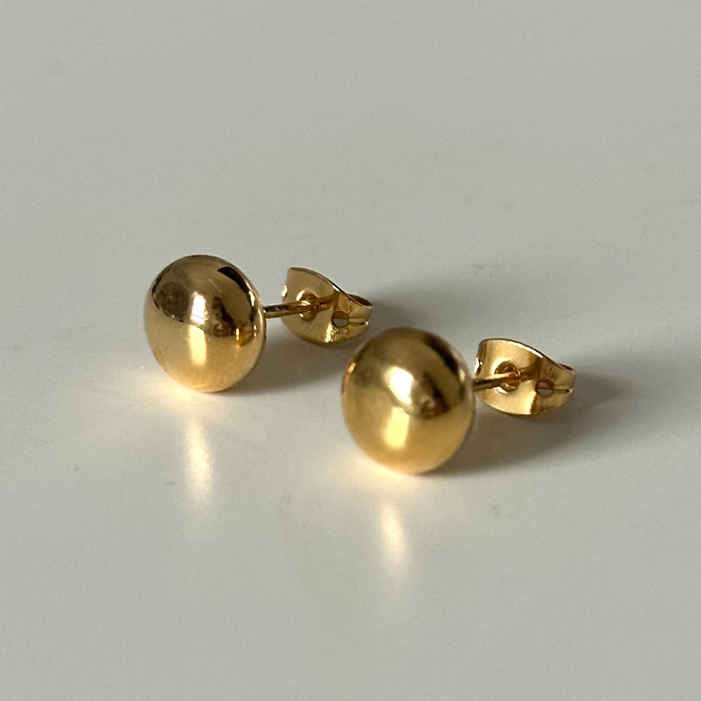 Gold Plated Sterling Silver Rounded Button Studs