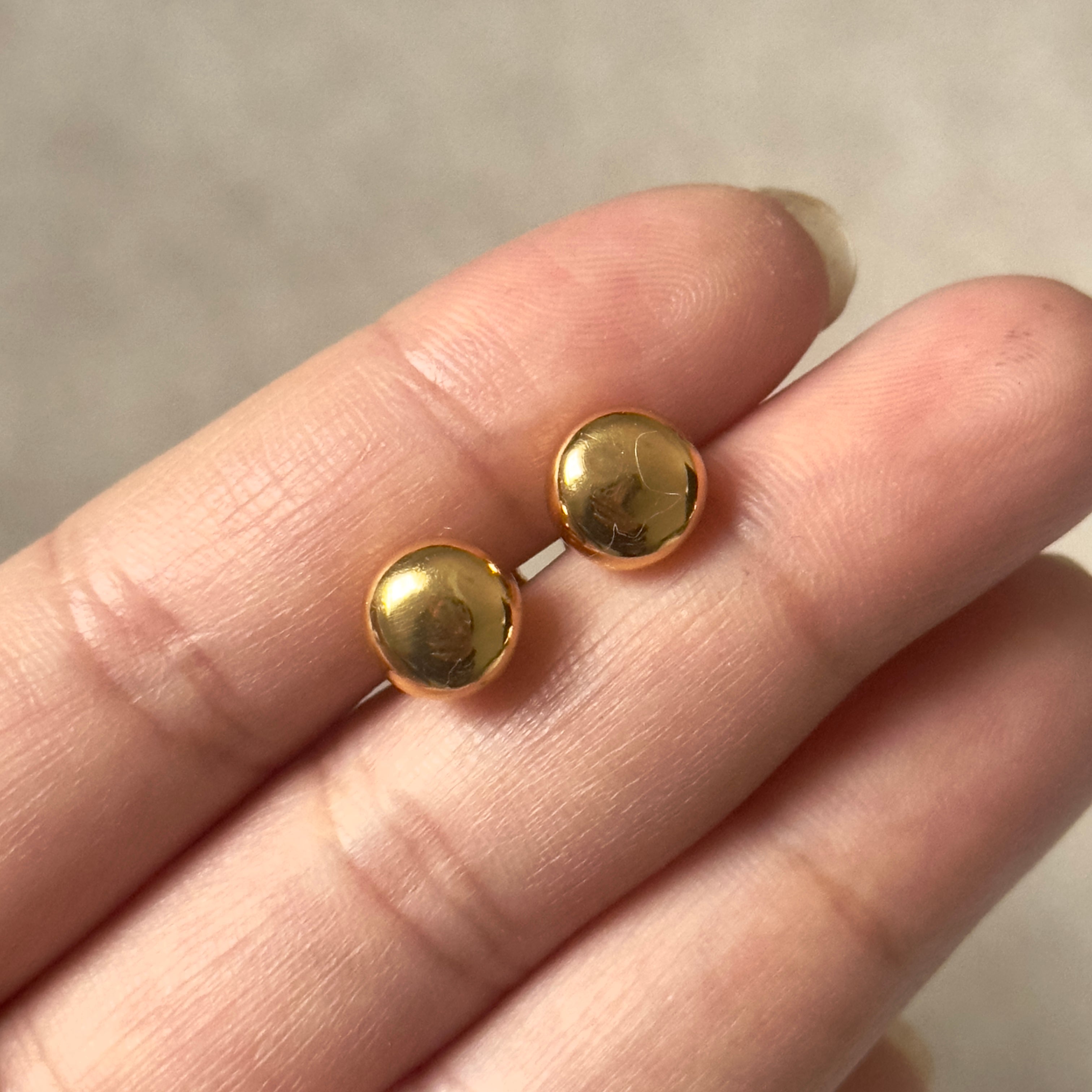 Gold Plated Sterling Silver Rounded Button Studs