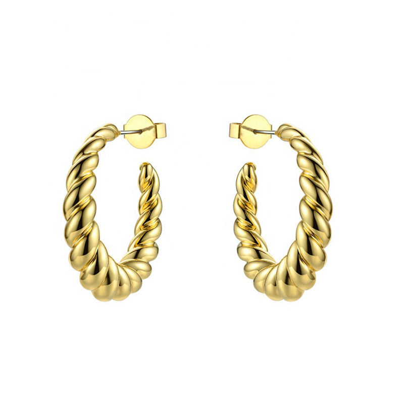 Twisted Spiral Rope Hoop Earrings in 18k Gold Plated Brass - The Lara Earrings