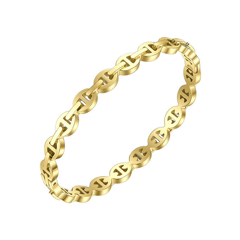 Medium Oval Links Bangle in 18k Gold Plated Brass - The Lilya Bangle