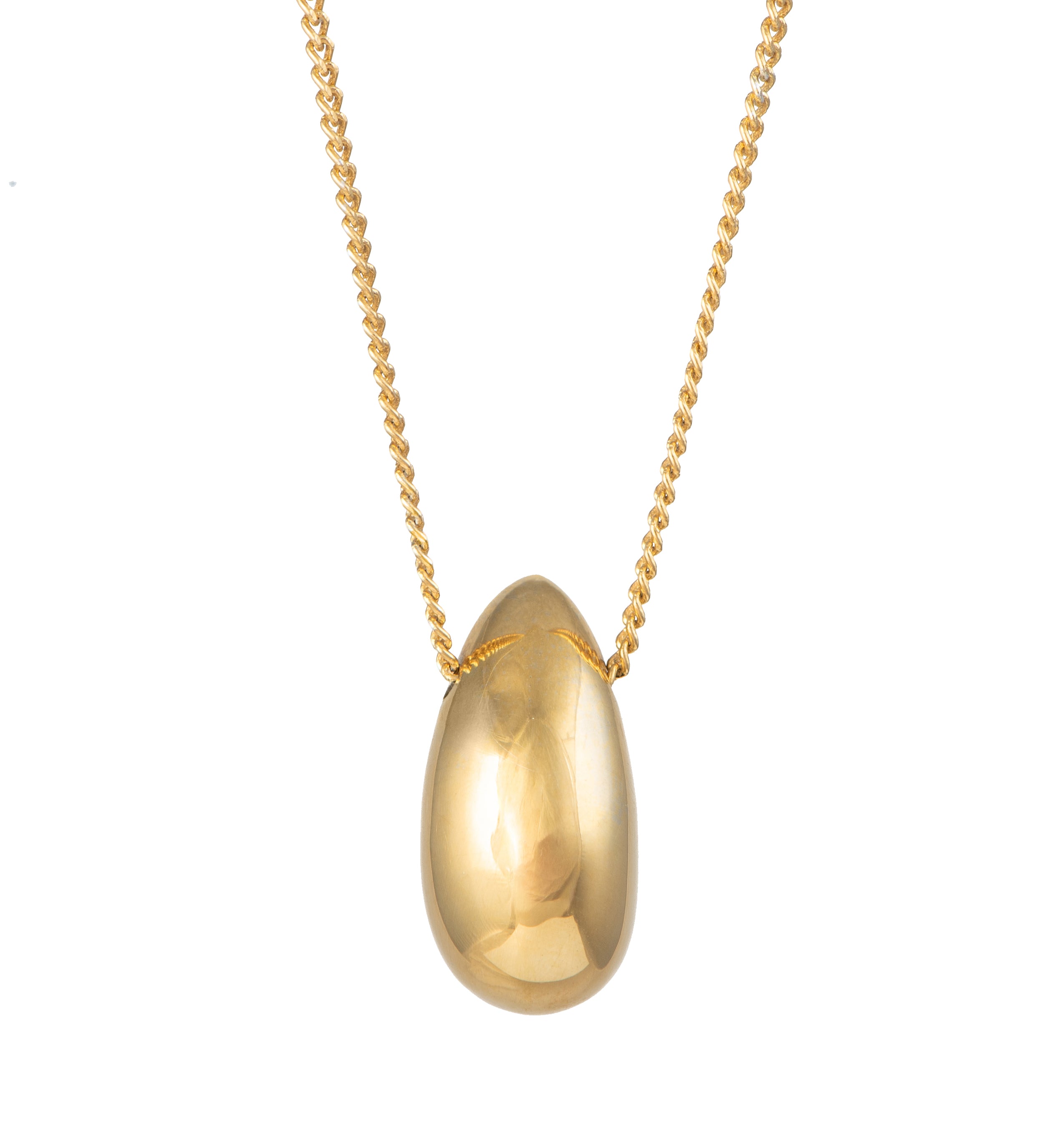 Gold Plated Sterling Silver Necklace with Chunky Curved Drop Pendant