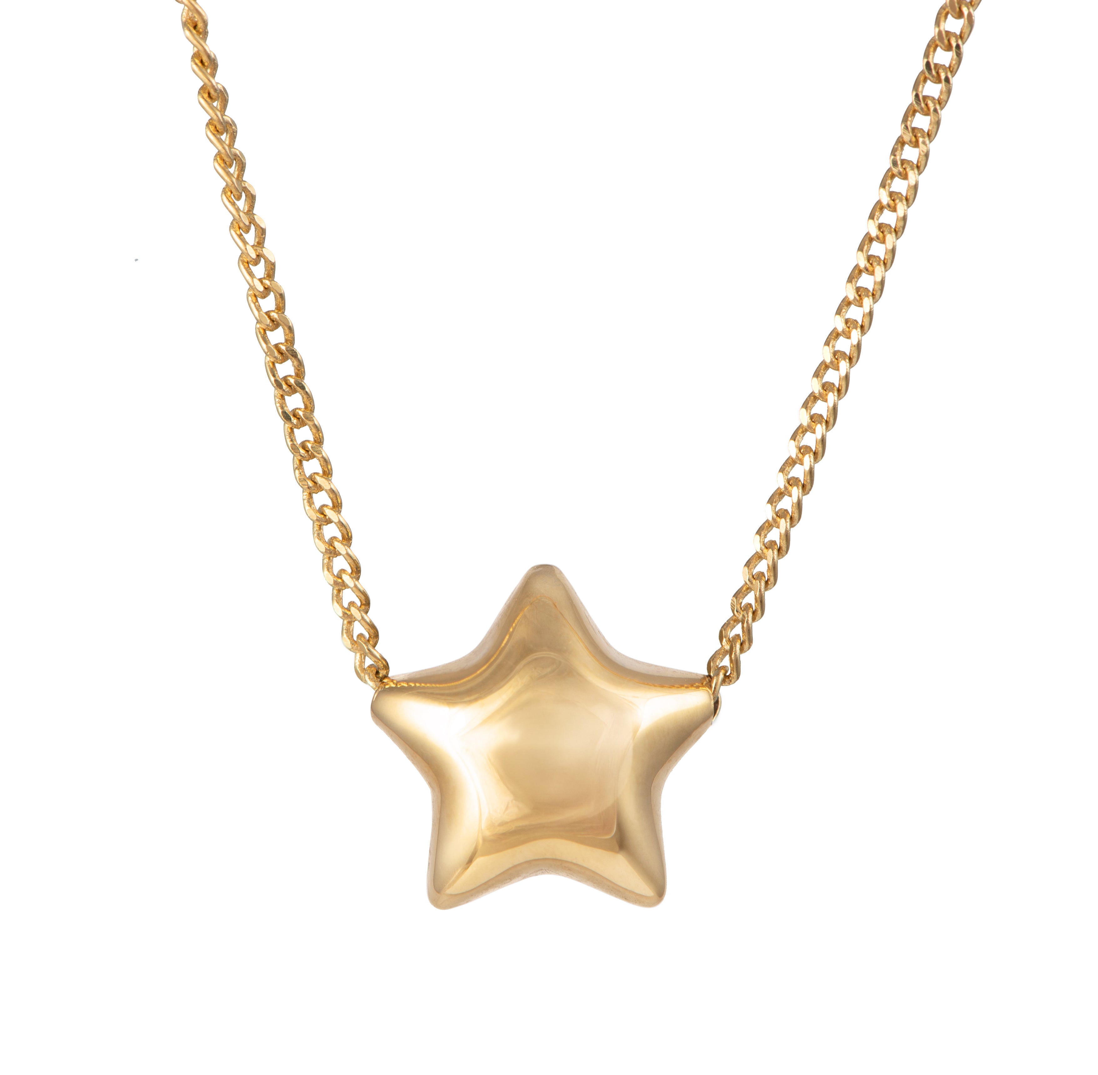 Gold Plated Sterling Silver Star Shaped Pendant Necklace