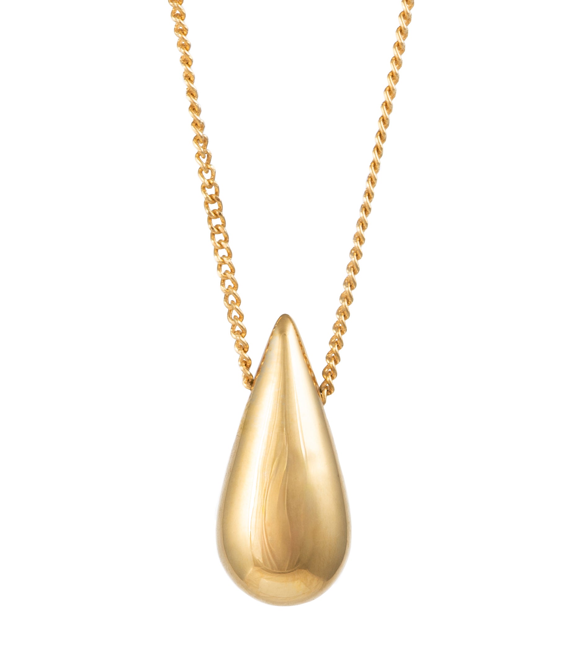 Gold Plated Fine Silver Necklace with Teardrop-Shaped Pendant
