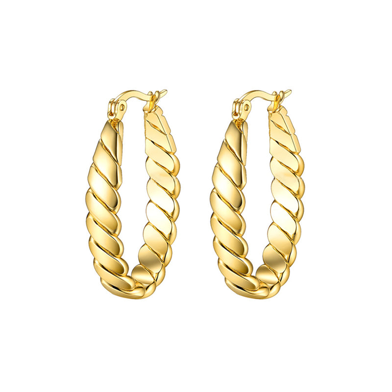 Oval Twisted Hoop Earrings in 18k Gold Plated Brass - The Nala Hoops