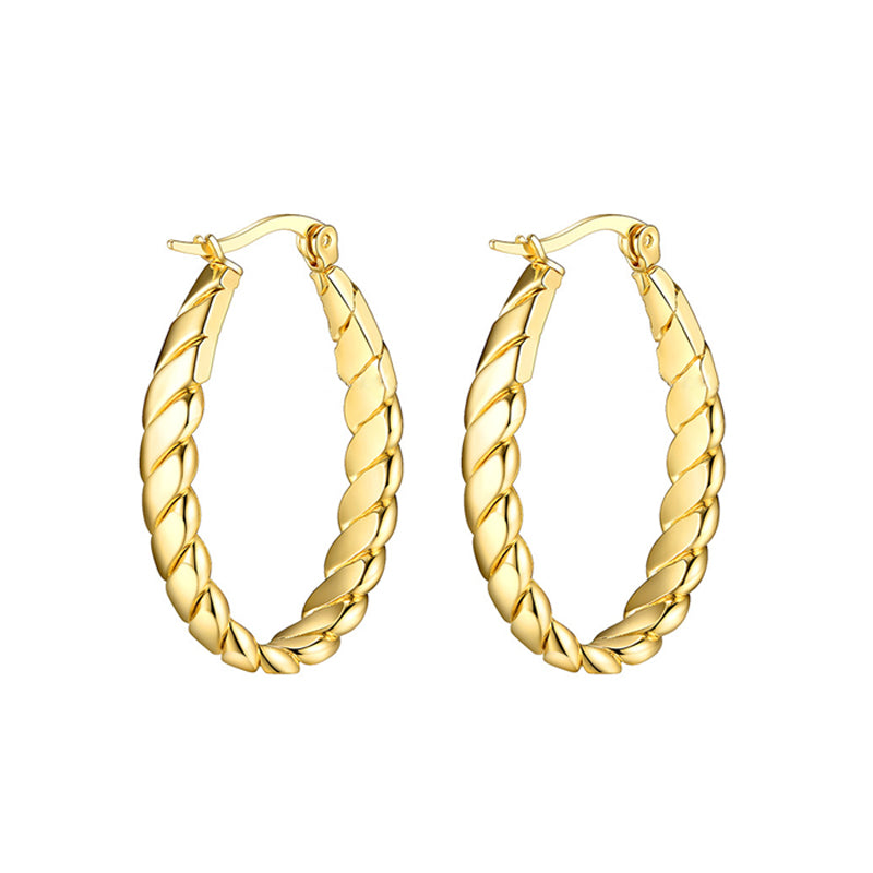 Oval Twisted Hoop Earrings in 18k Gold Plated Brass - The Nala Hoops