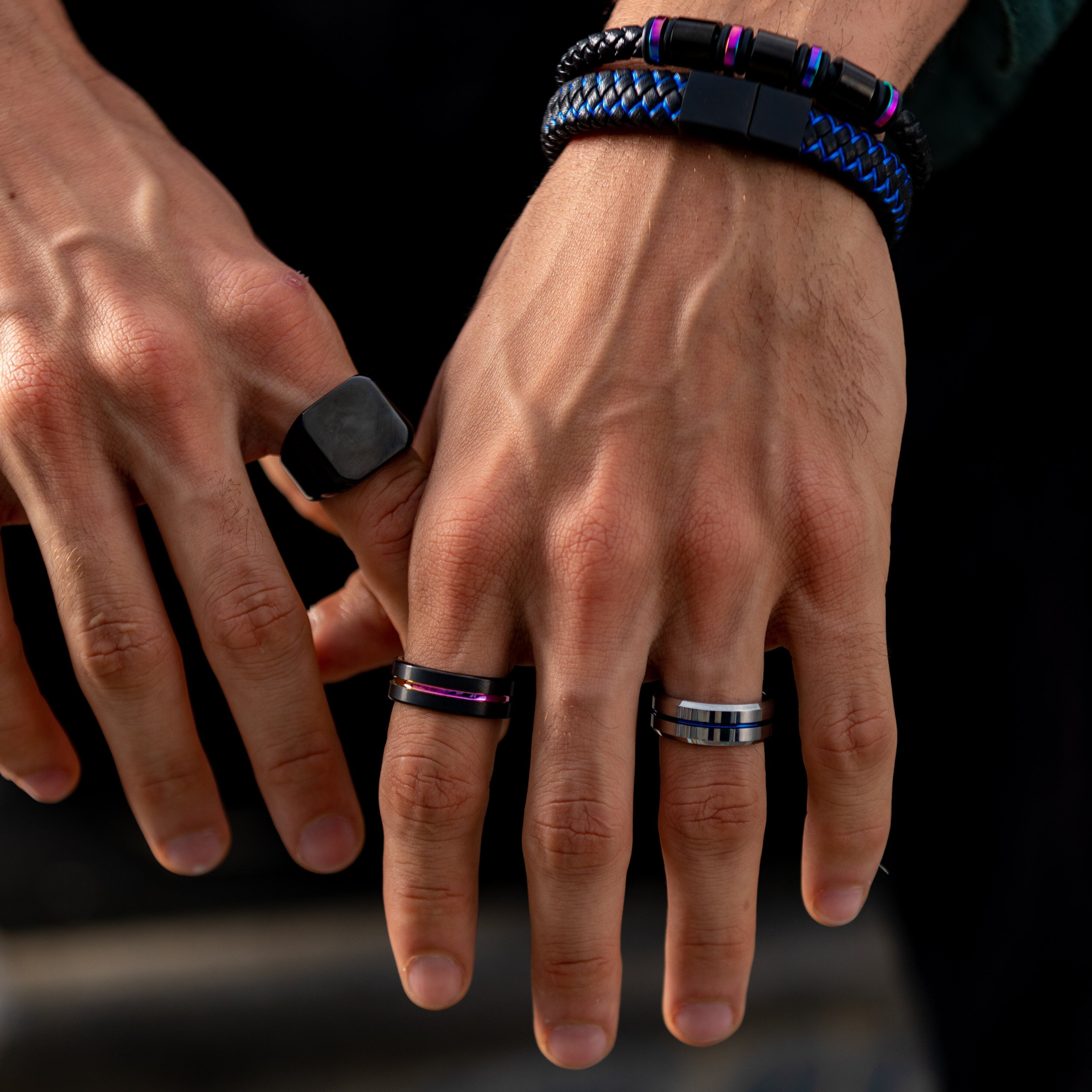 Silver Tungsten Ring with a Blue Band - The Neptune Band