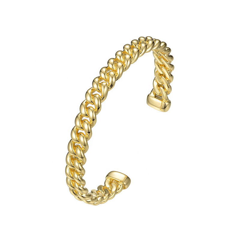 Braided Links Cuff with Large Links in 18k Gold Plated Brass - The Reina Cuff