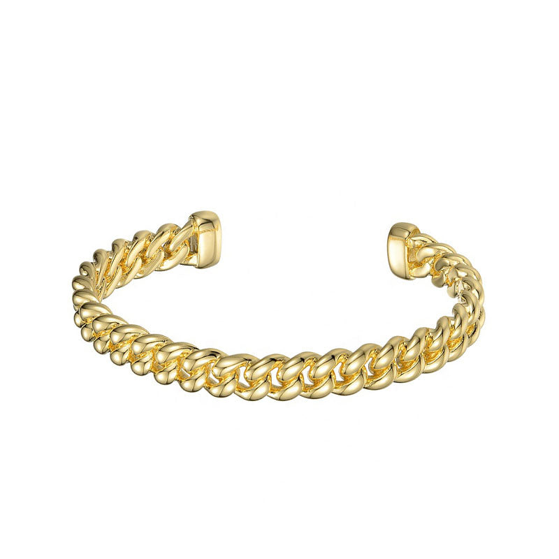 Braided Links Cuff with Large Links in 18k Gold Plated Brass - The Reina Cuff