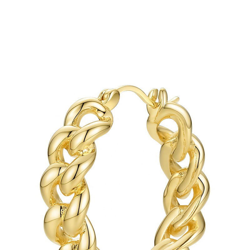 Braided Links Hoop Earrings in 18k Gold Plated Brass - The Reina Hoops