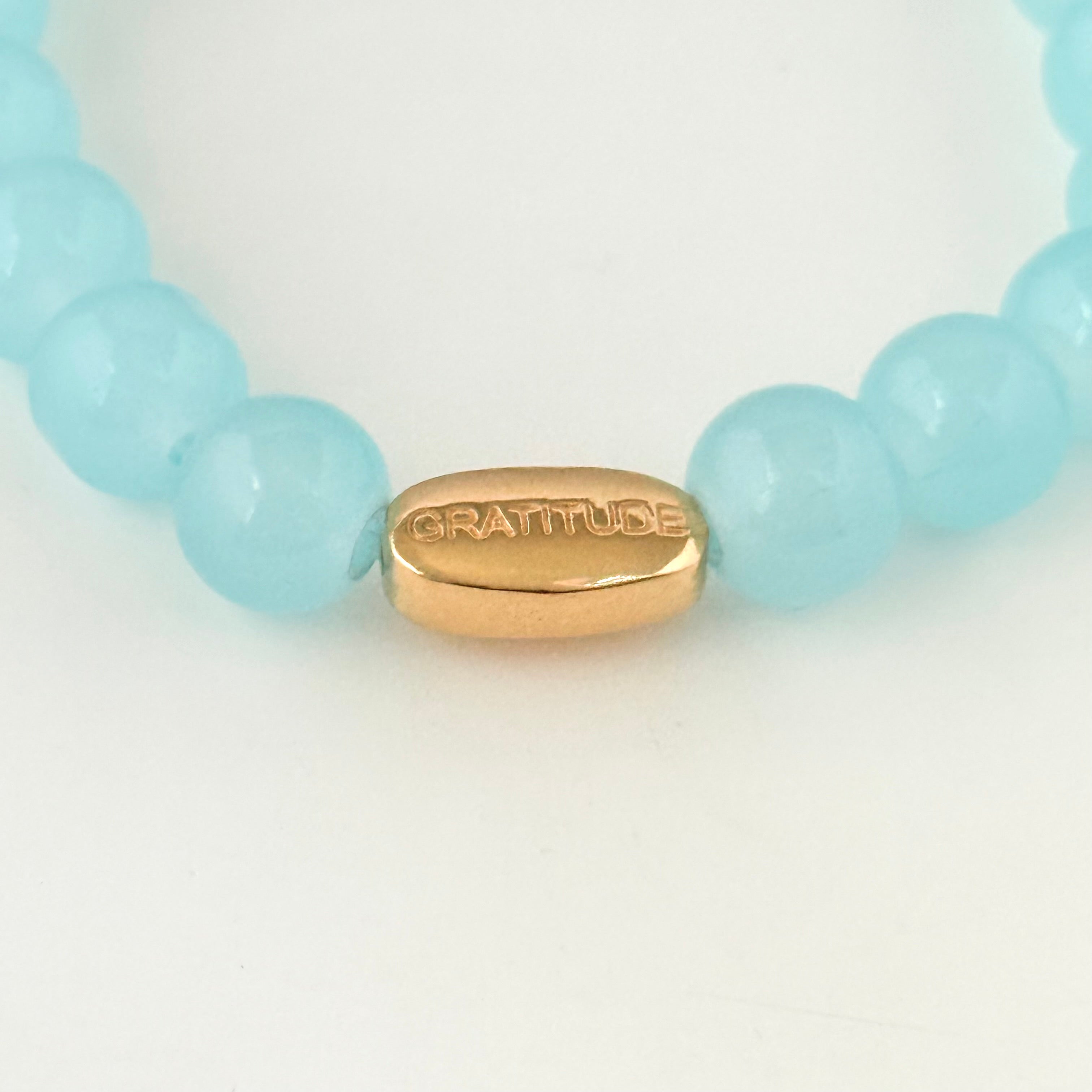 Aqua Chalcedony and Gold Plated Sterling Silver Beaded Bracelet