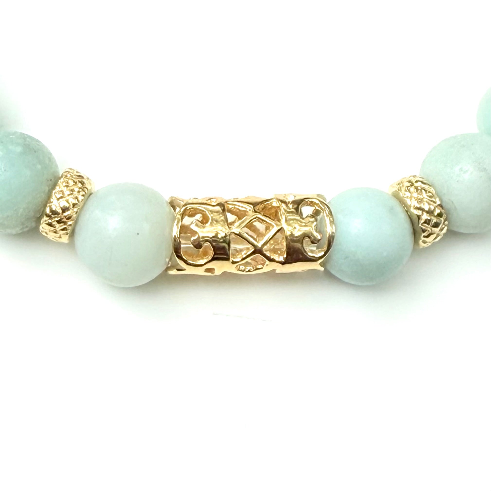 Amazonite and Gold Plated Sterling Silver Beaded Bracelet