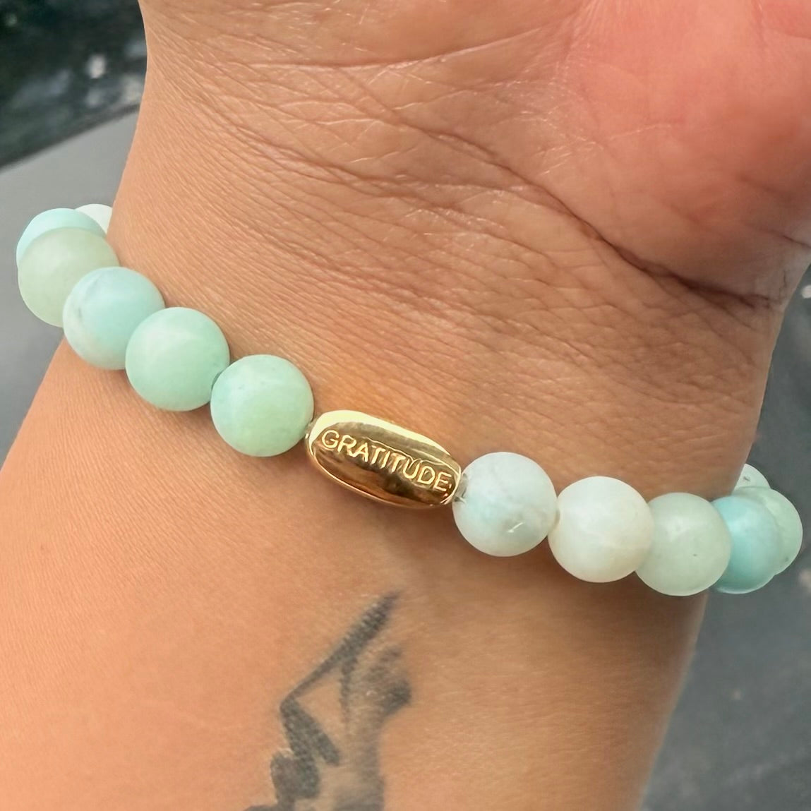 Amazonite and Gold Plated Sterling Silver Beaded Bracelet
