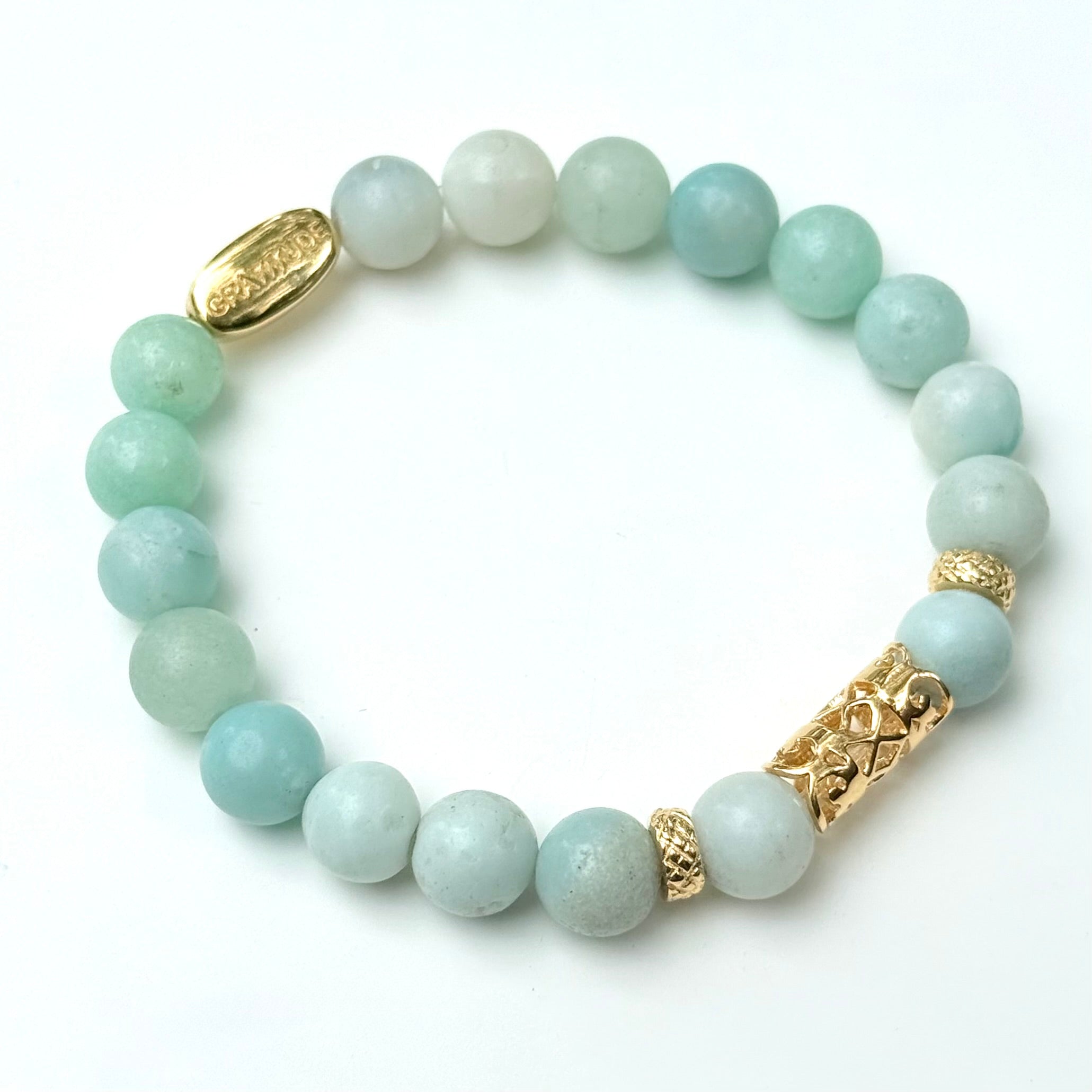 Amazonite and Gold Plated Sterling Silver Beaded Bracelet