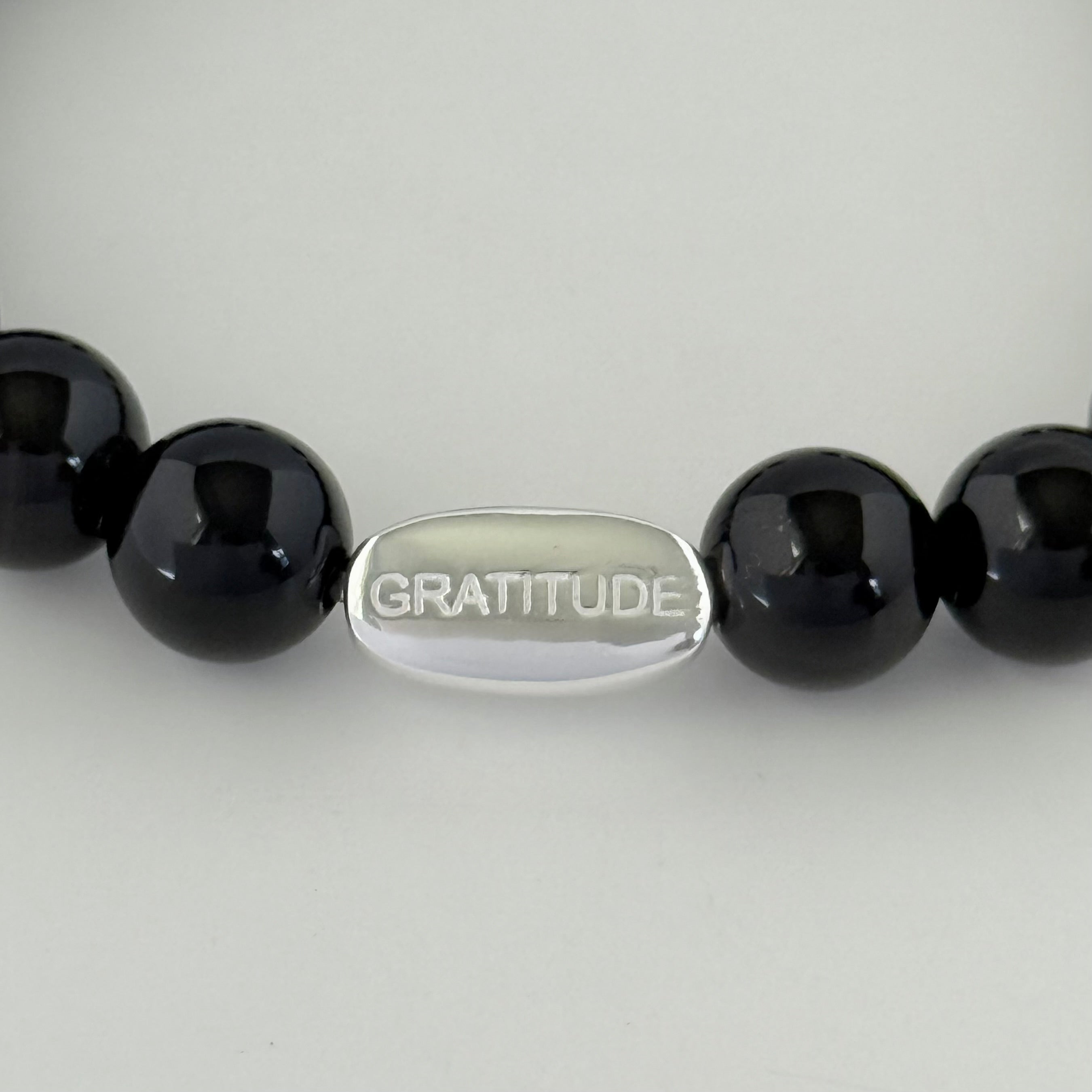 Black Onyx and Sterling Silver Beaded Bracelet