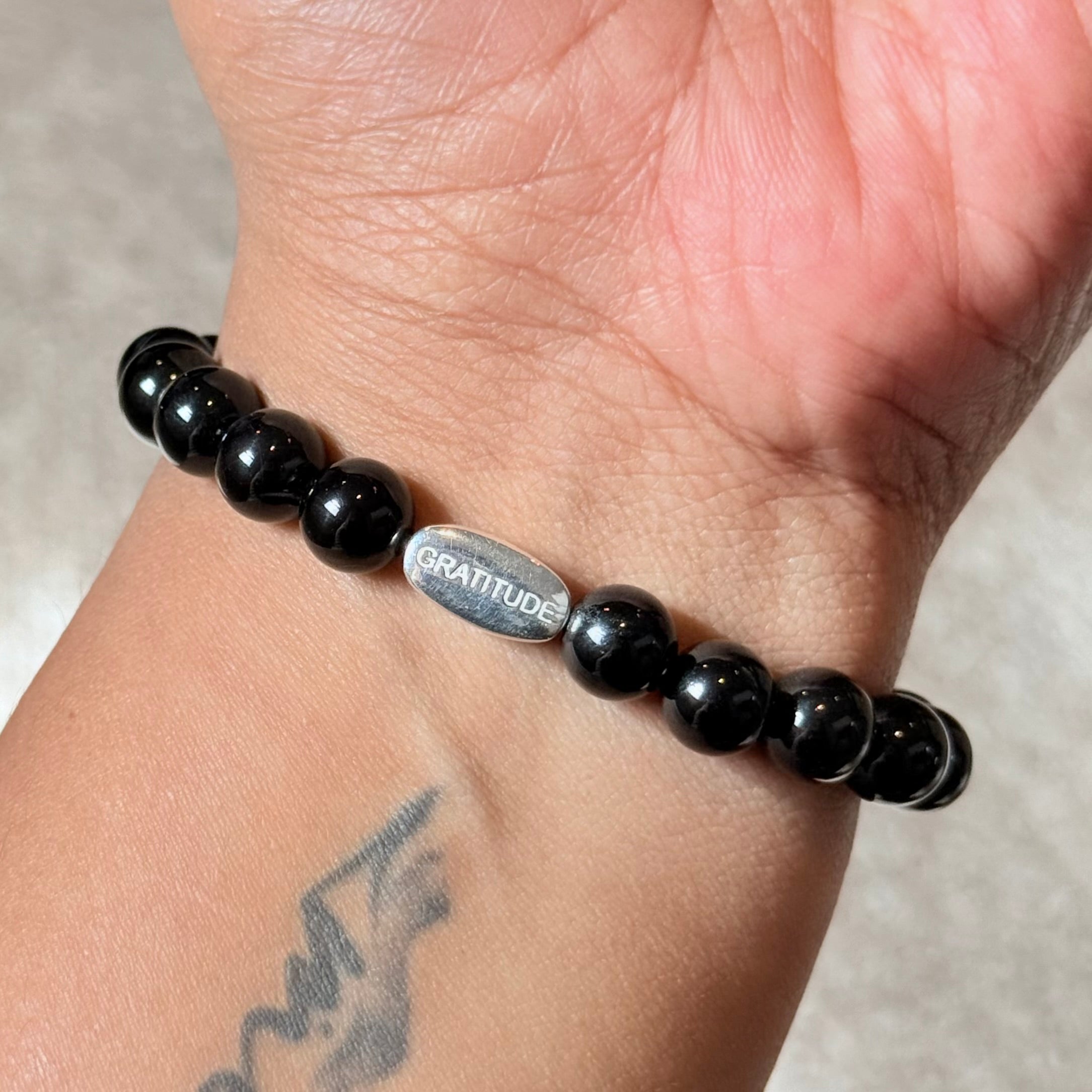 Black Onyx and Sterling Silver Beaded Bracelet