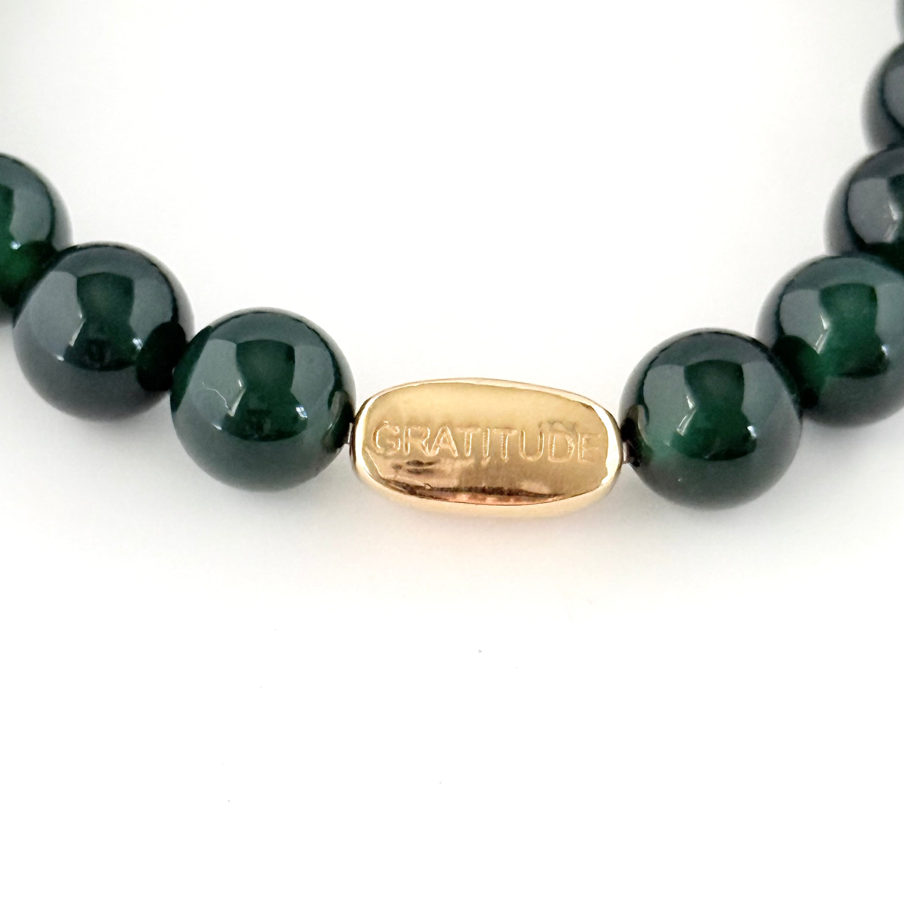 Green Onyx and Gold Plated Sterling Silver Beaded Bracelet