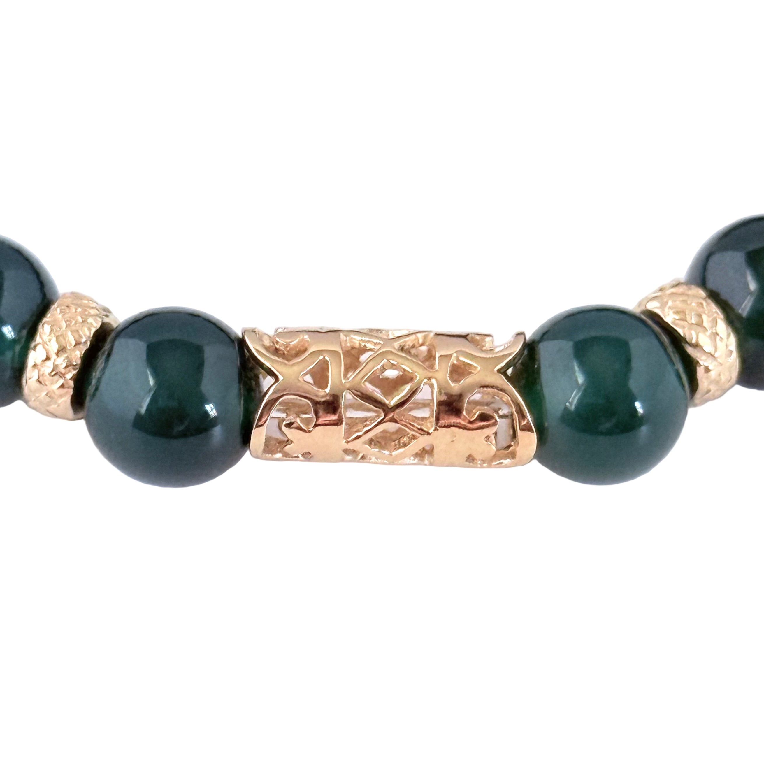 Green Onyx and Gold Plated Sterling Silver Beaded Bracelet