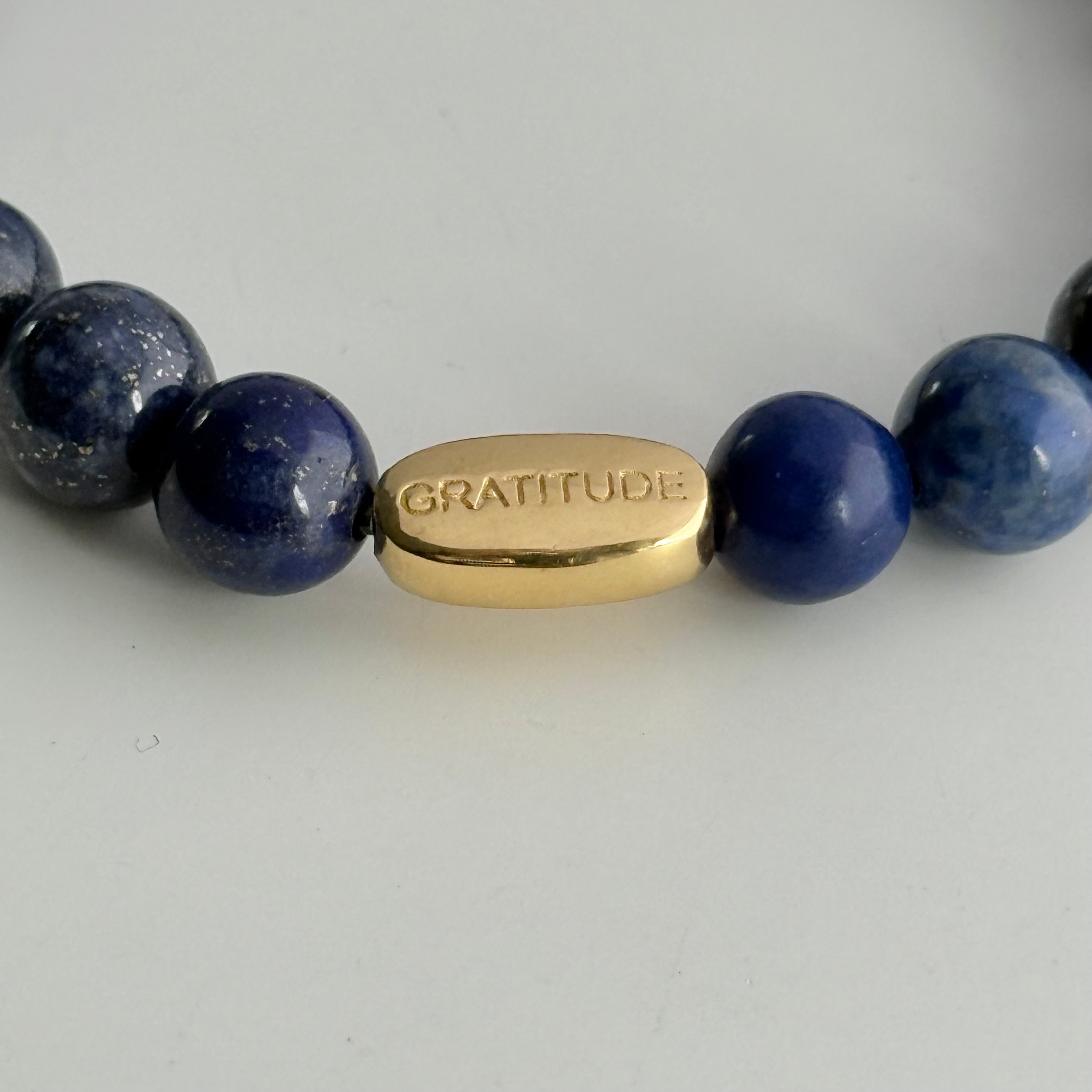 Lapis Lazuli and Gold Plated Sterling Silver Beaded Bracelet