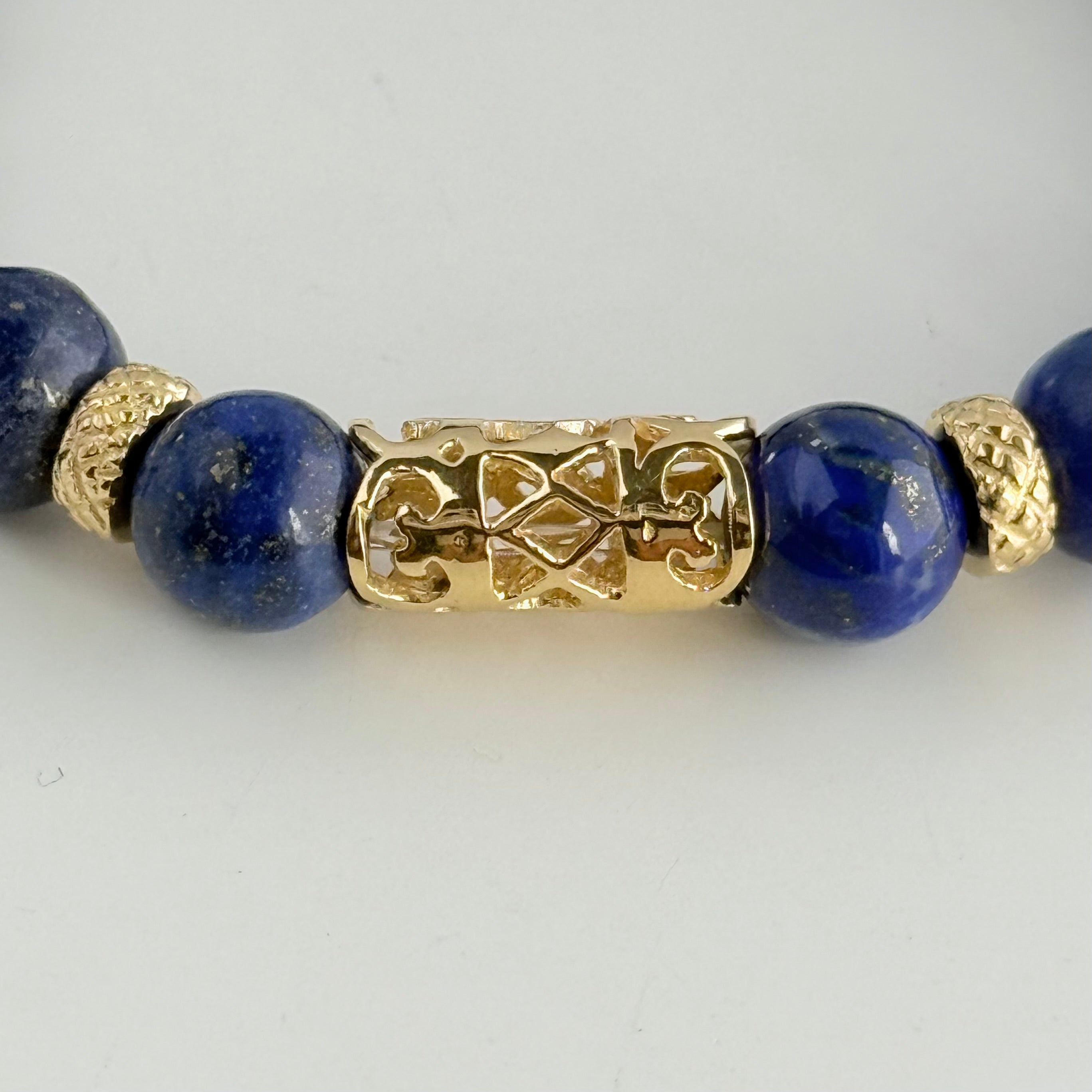 Lapis Lazuli and Gold Plated Sterling Silver Beaded Bracelet