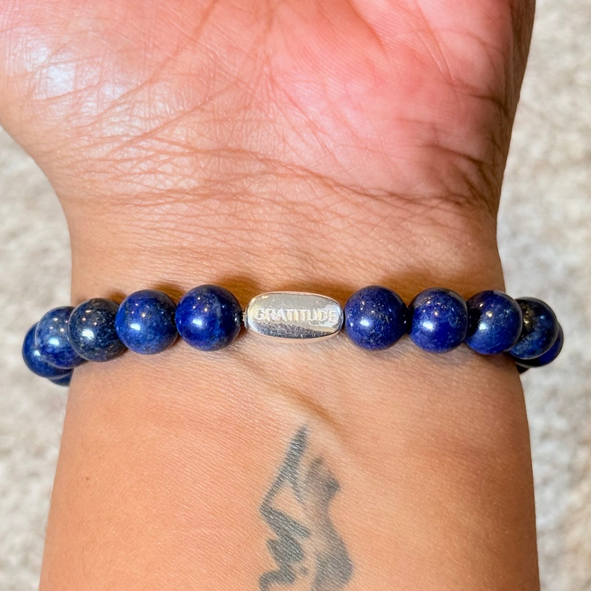 Lapis Lazuli and Sterling Silver Beaded Bracelet