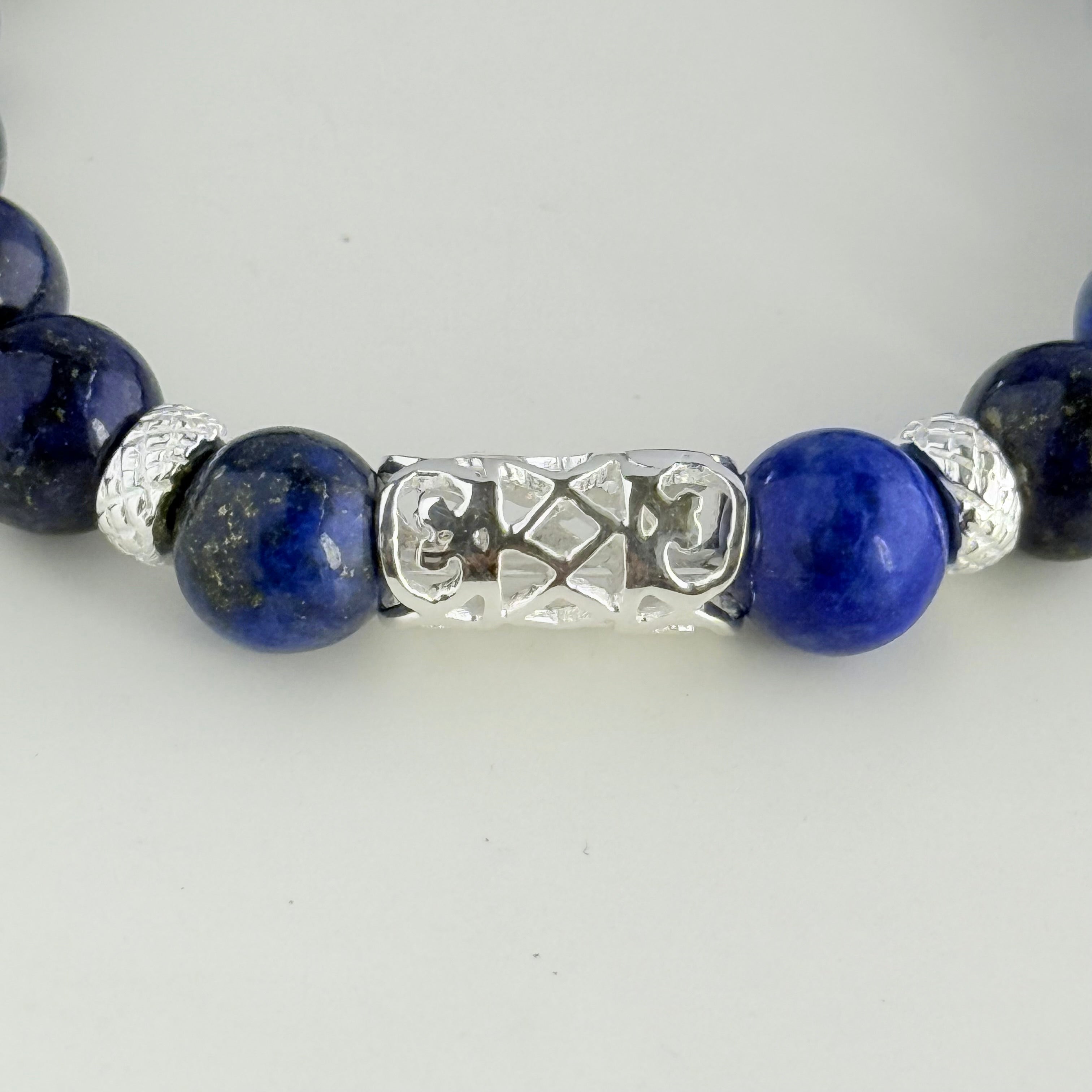Lapis Lazuli and Sterling Silver Beaded Bracelet