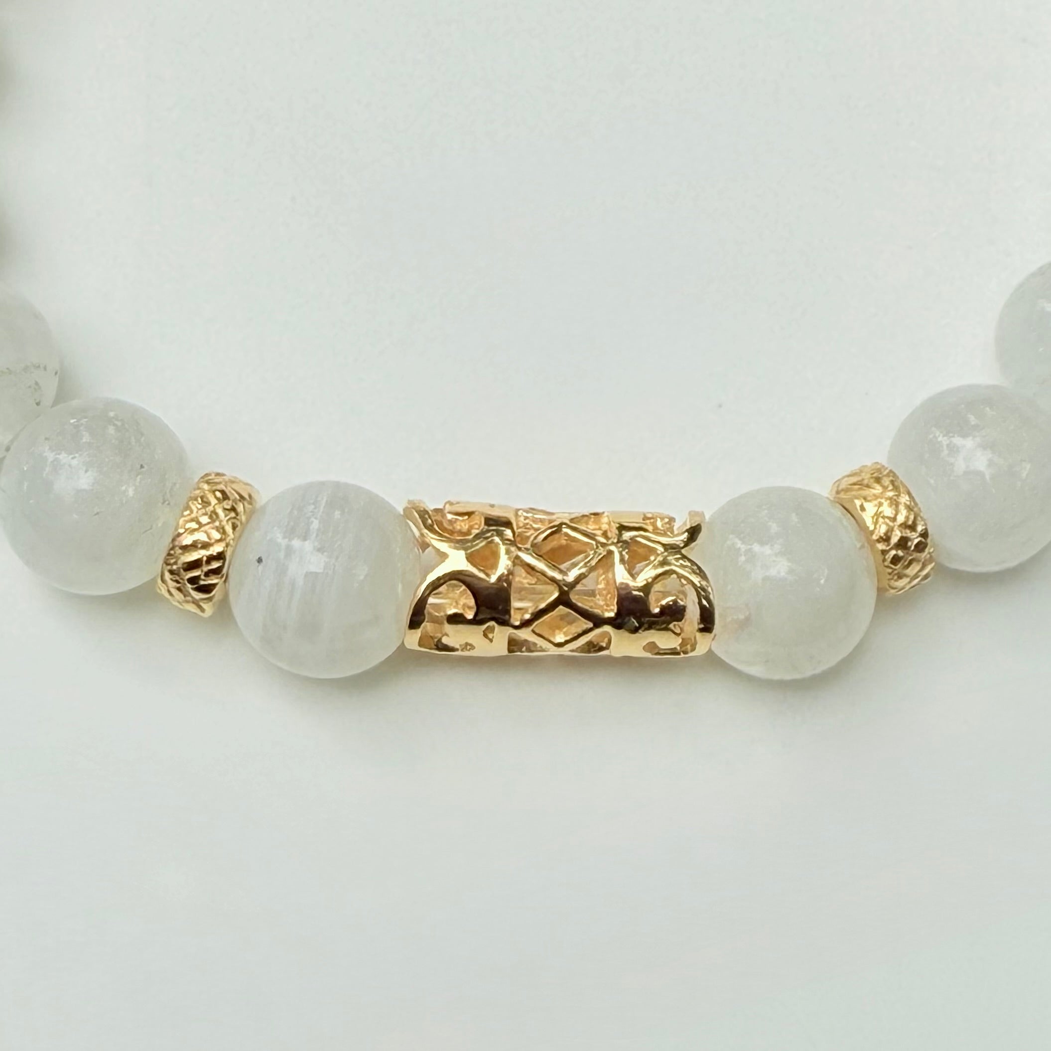 Moonstone and Gold Plated Sterling Silver Beaded Bracelet