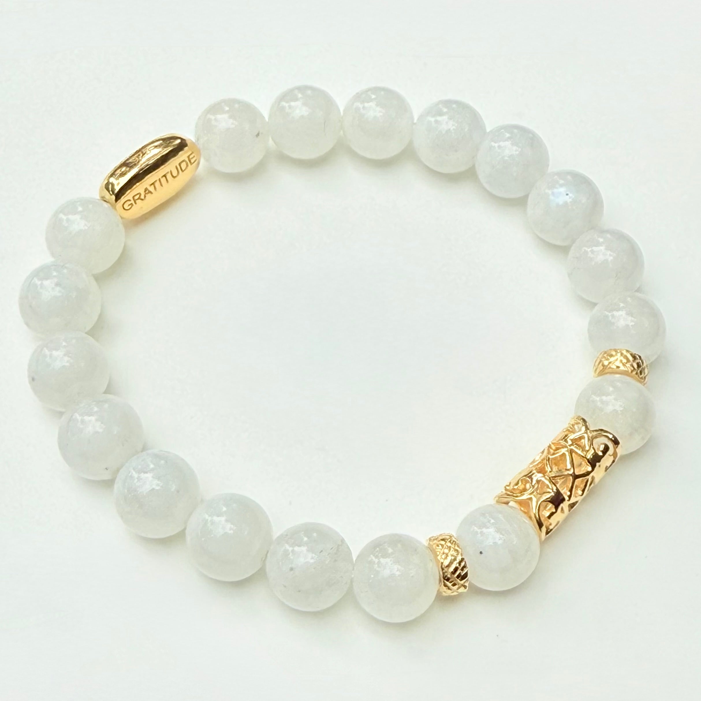 Moonstone and Gold Plated Sterling Silver Beaded Bracelet