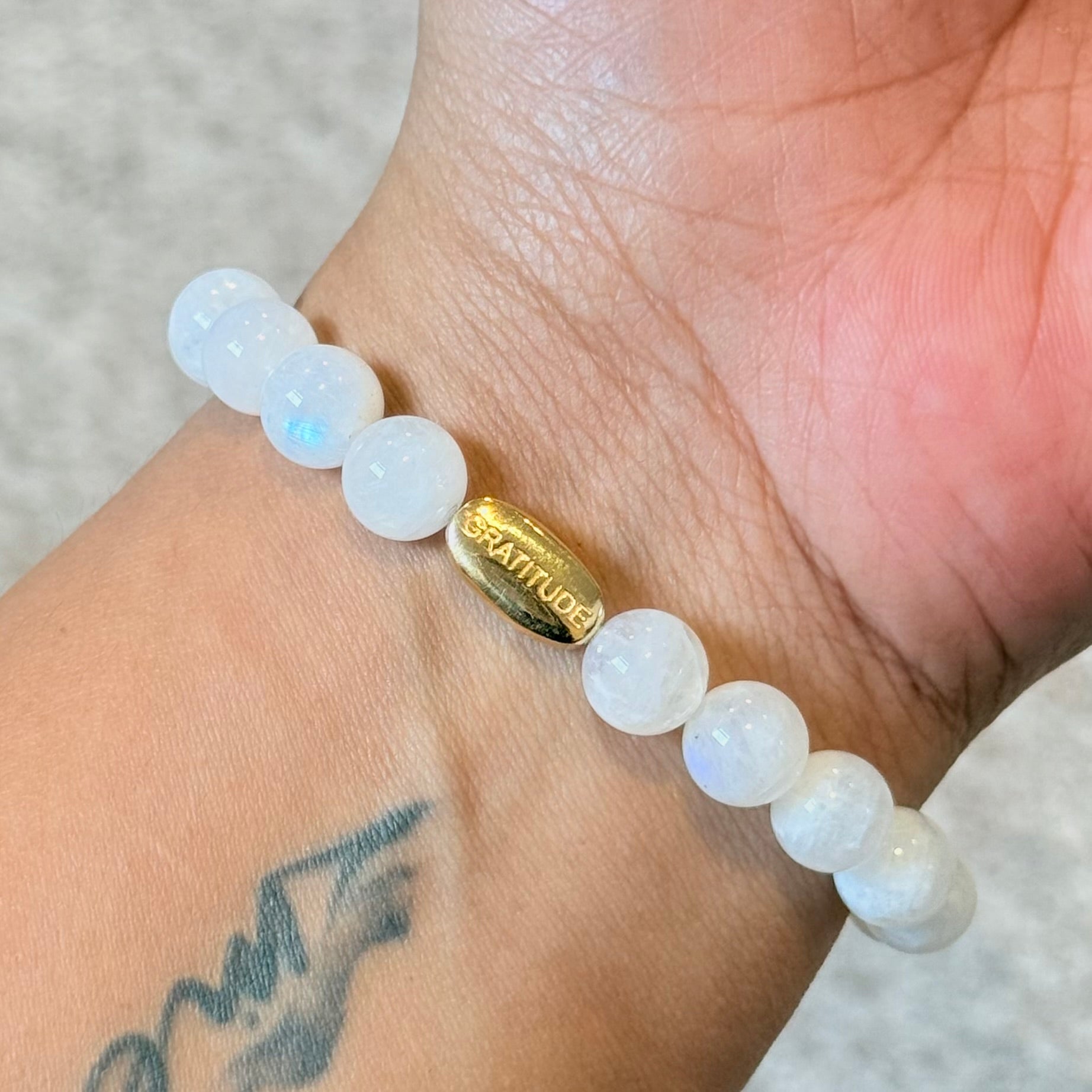 Moonstone and Gold Plated Sterling Silver Beaded Bracelet