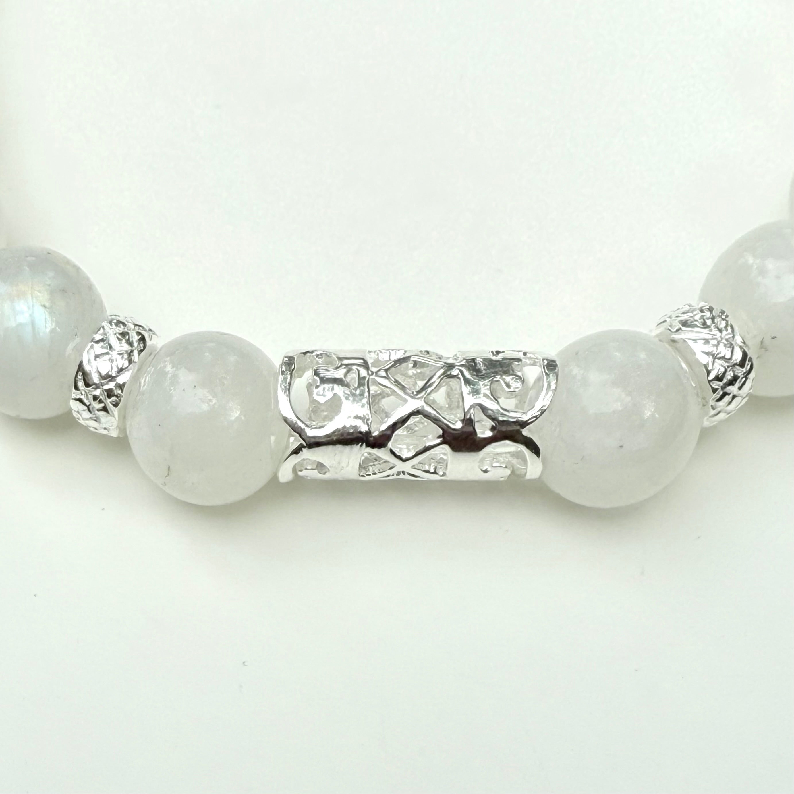 Moonstone and Sterling Silver Beaded Bracelet