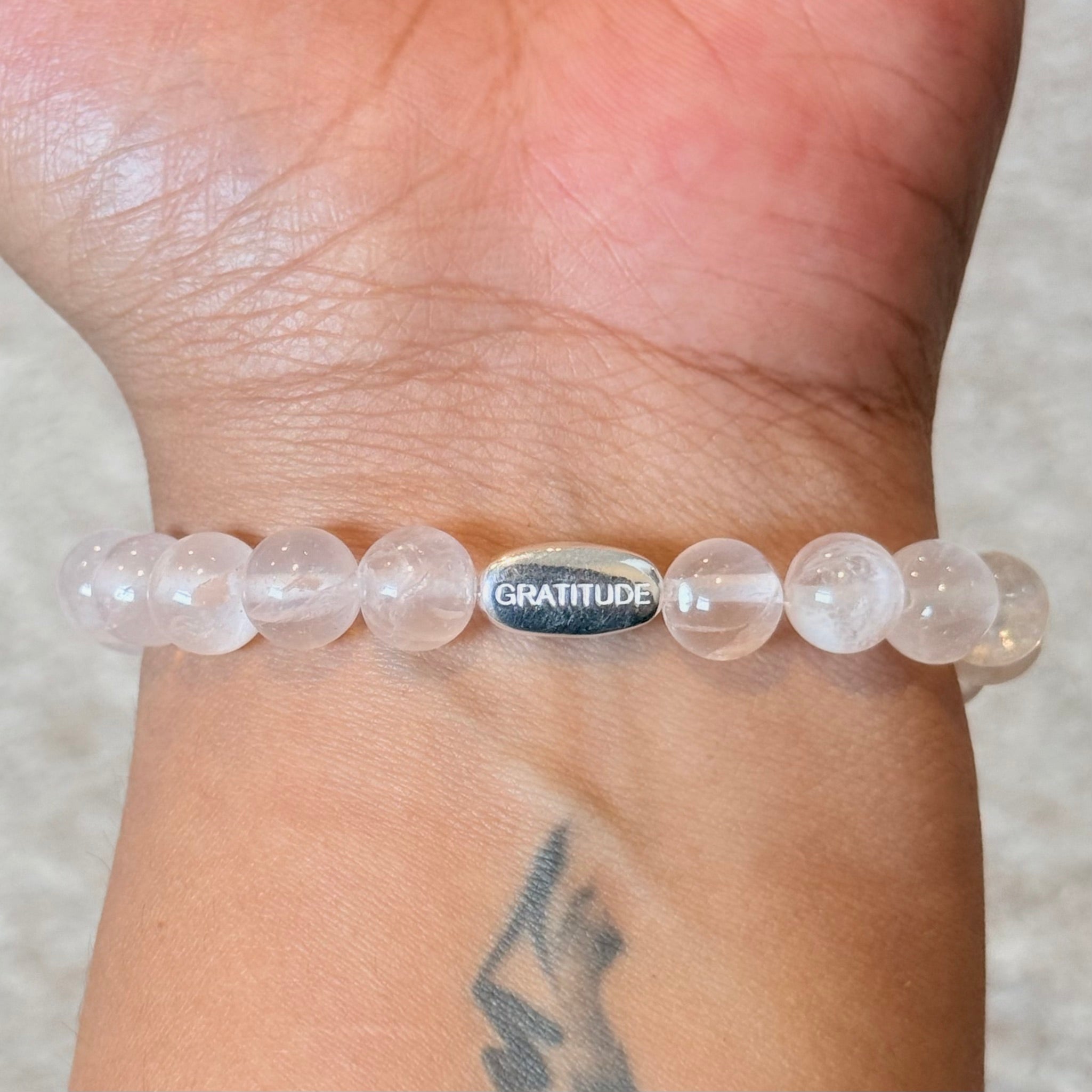 Rose Quartz and Sterling Silver Beaded Bracelet