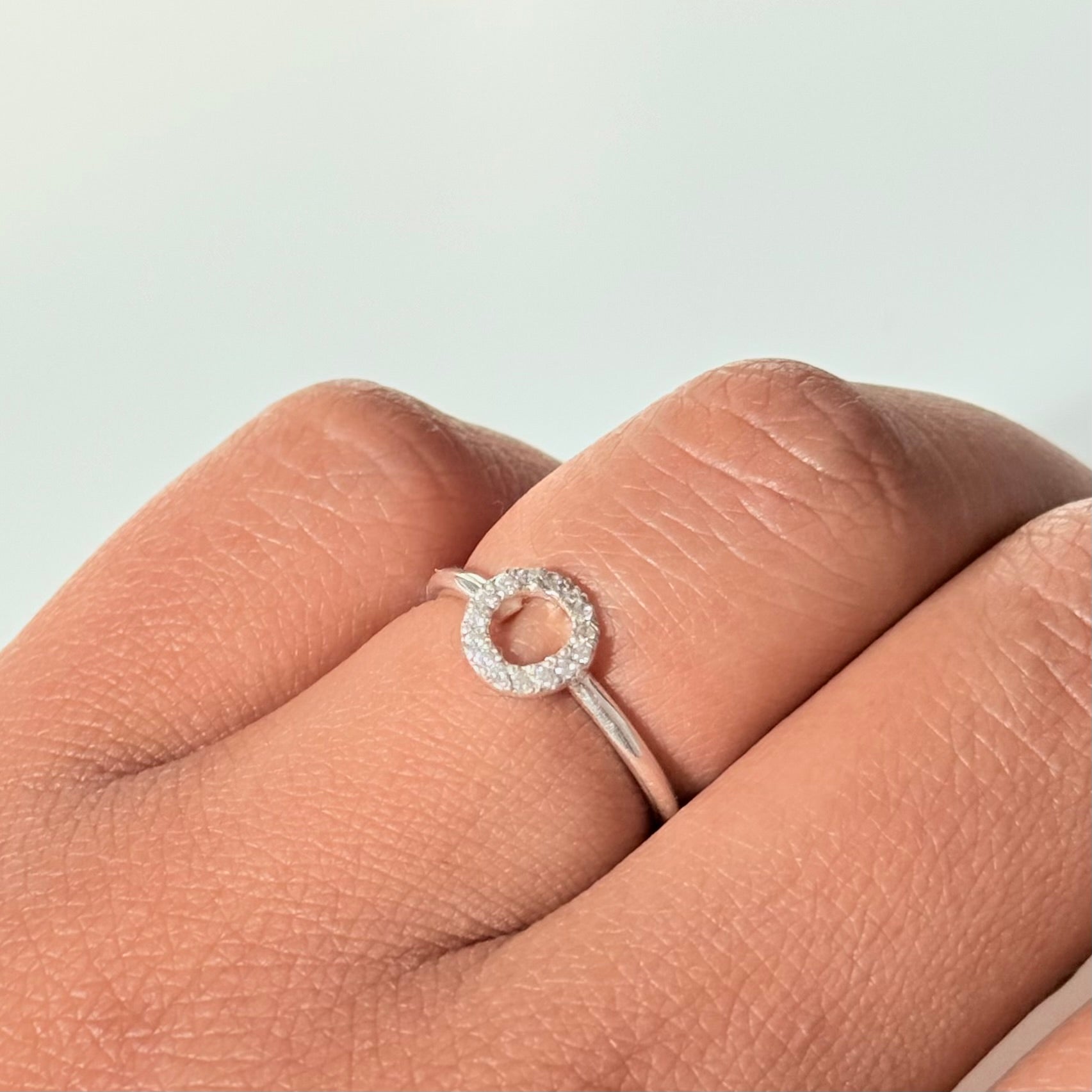 Sterling Silver Circle Ring Studded with Cubic Zirconia