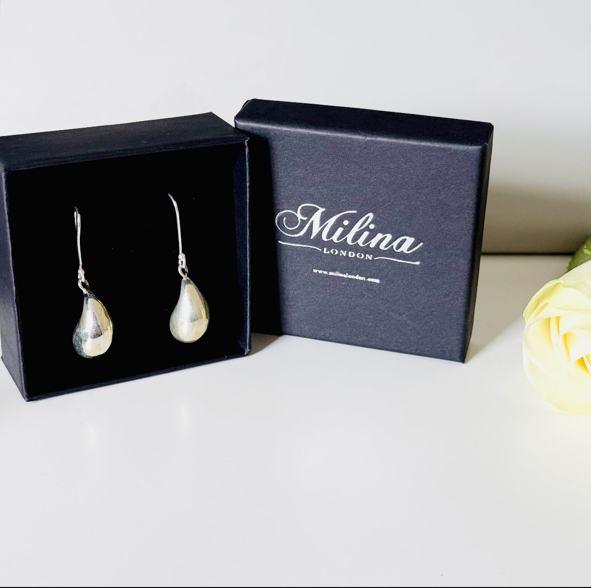 Sterling Silver Hook Earrings with a Chunky Curved Drop