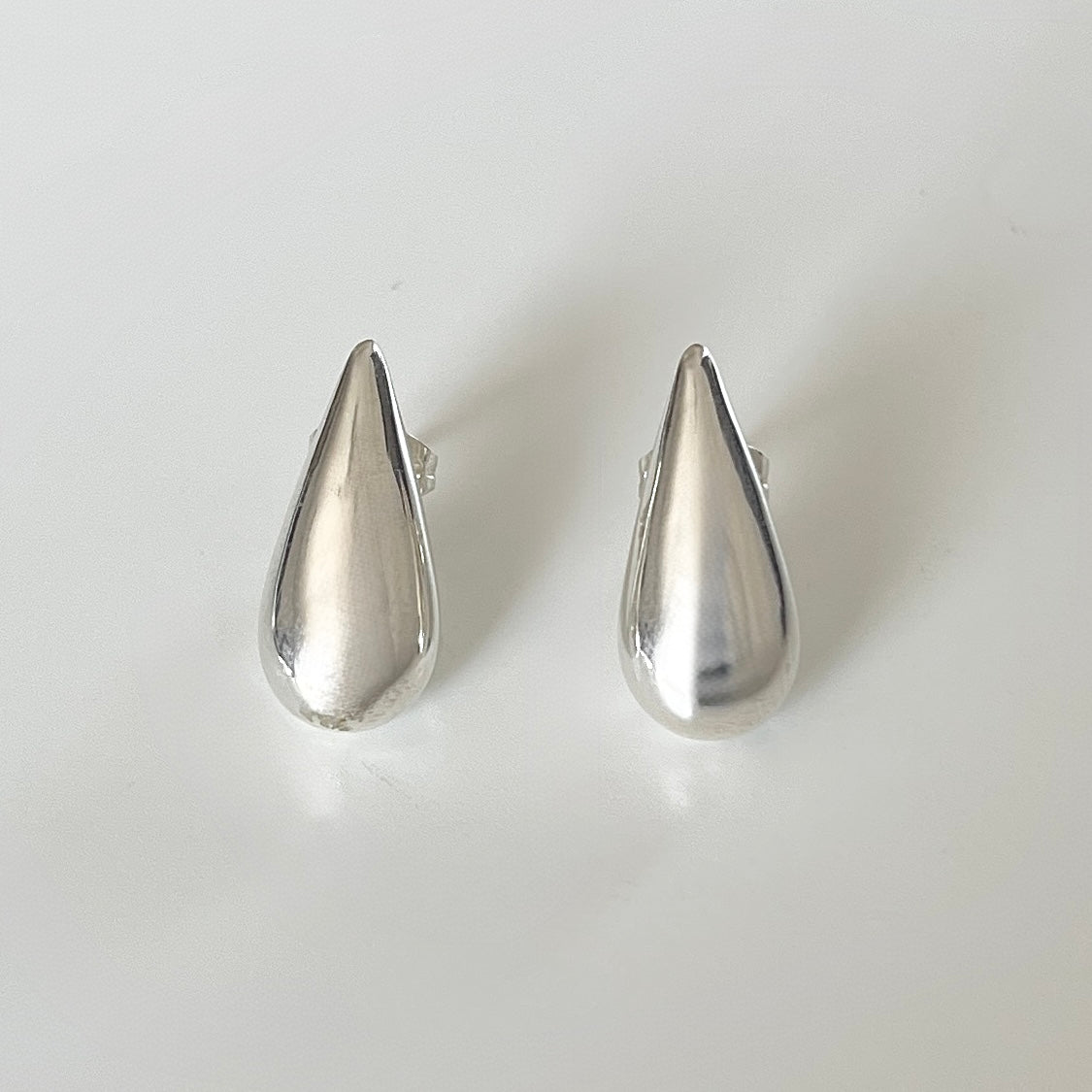 Sterling Silver Teardrop Shaped Stud Earrings