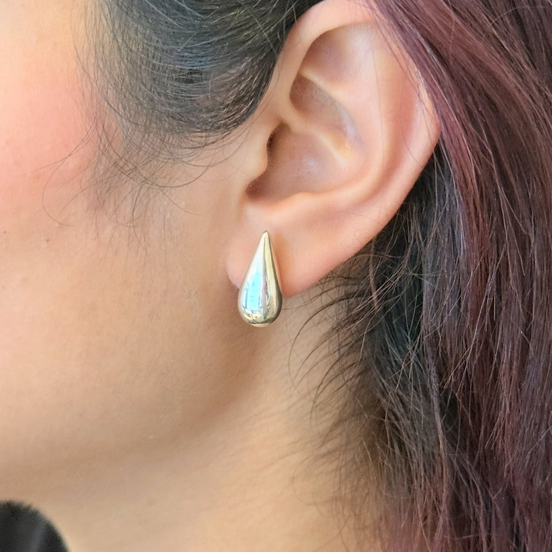 Sterling Silver Teardrop Shaped Stud Earrings