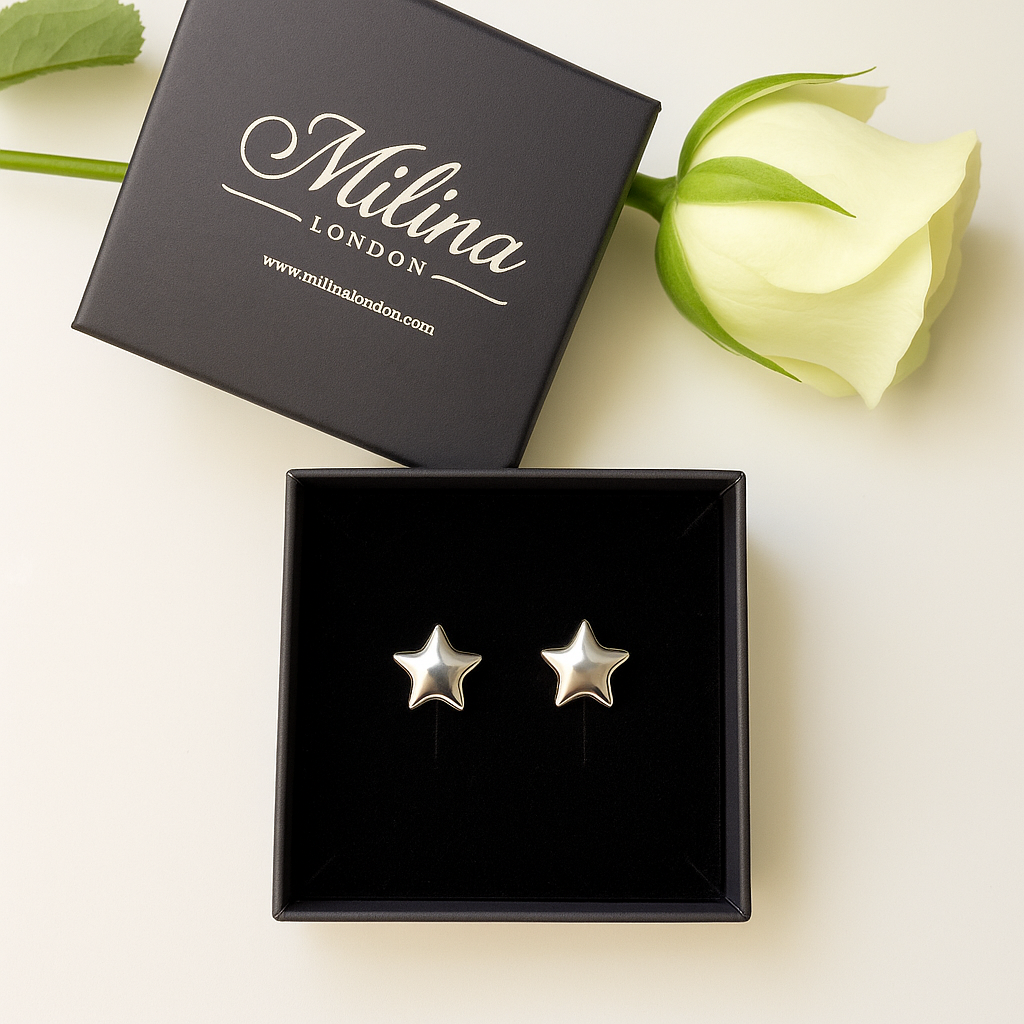 Sterling Silver Star Shaped Stud Earrings