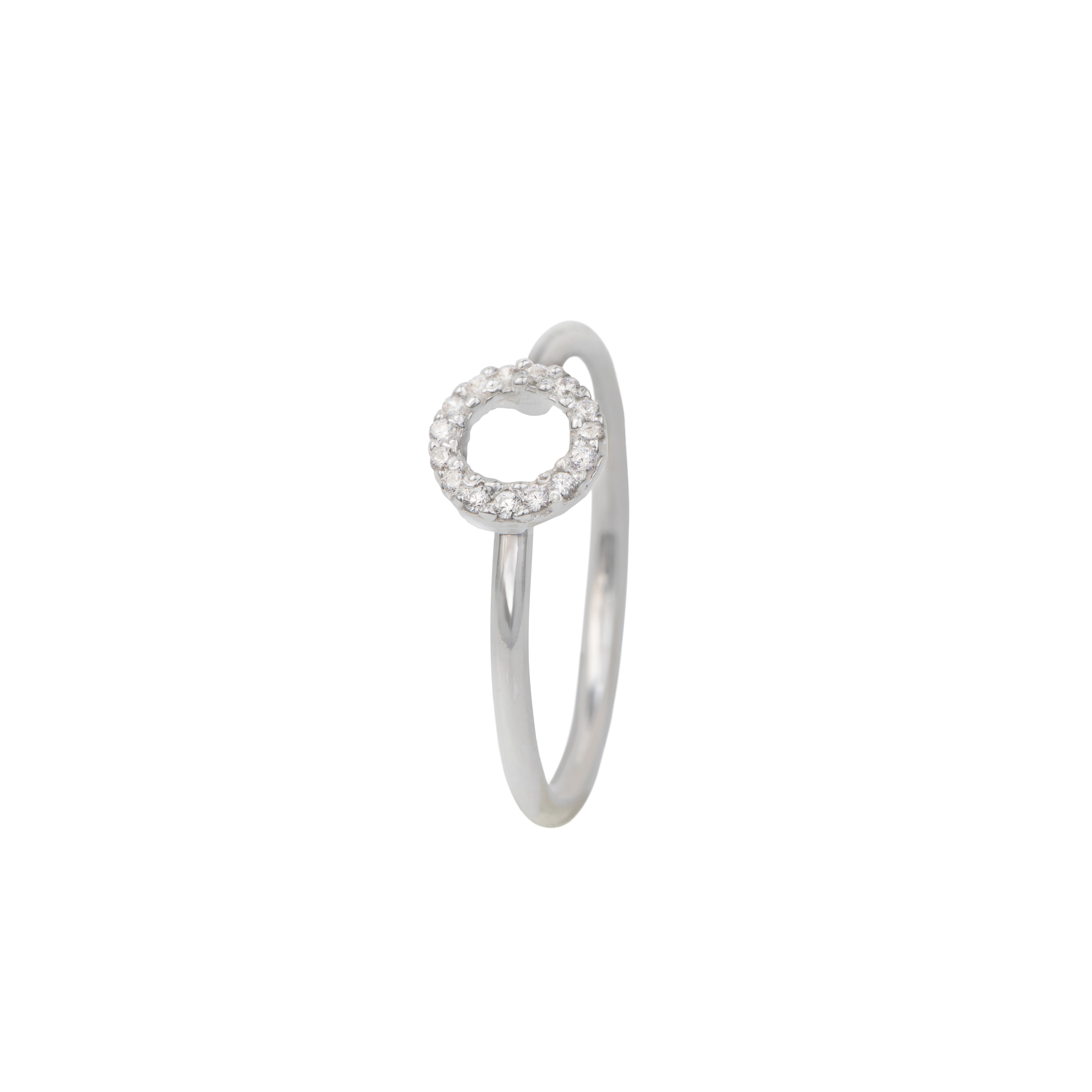Sterling Silver Circle Ring Studded with Cubic Zirconia RRD023-CZ - Milina London