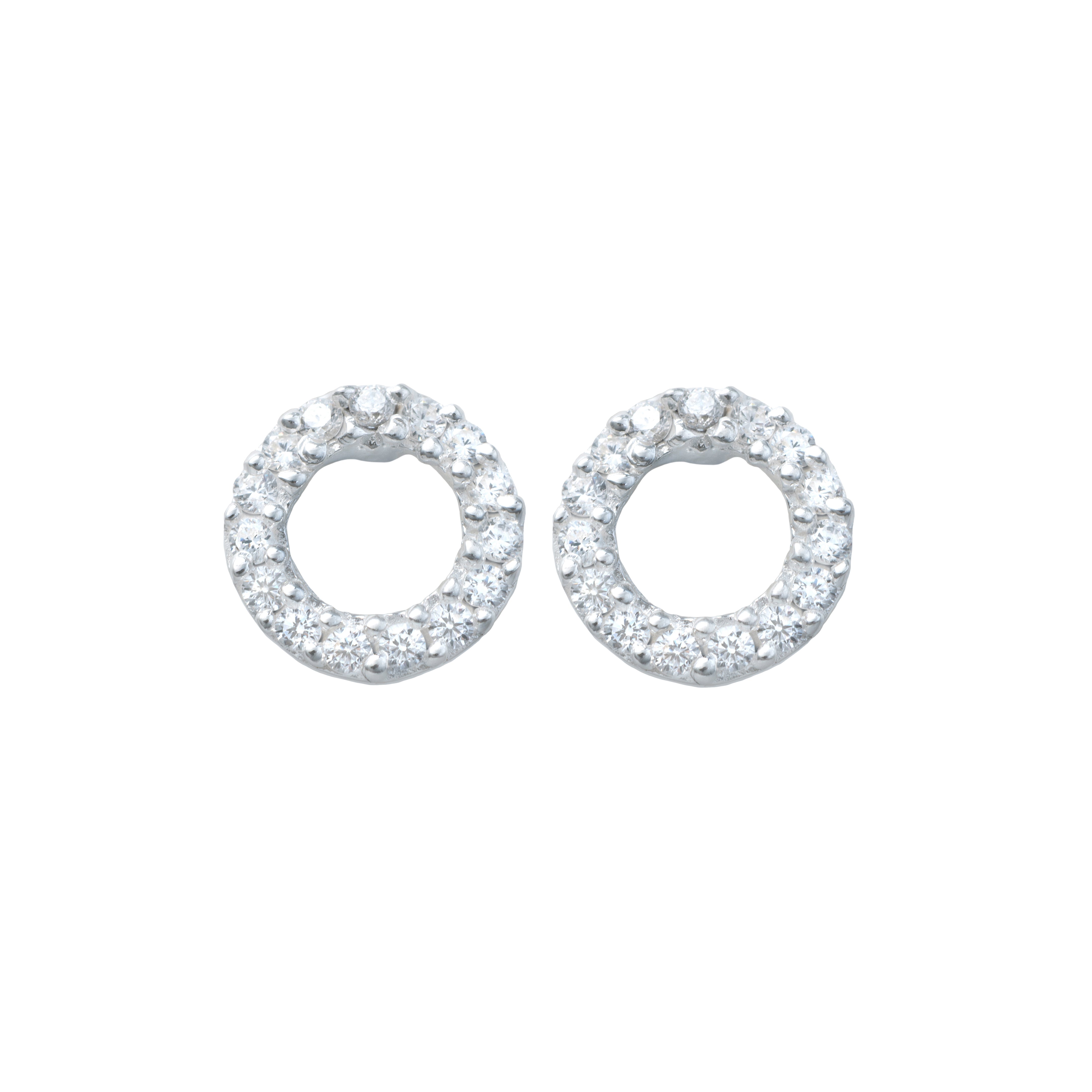 Sterling Silver Circle Studs with Cubic Zirconia - ERD071-CZ - Milina London