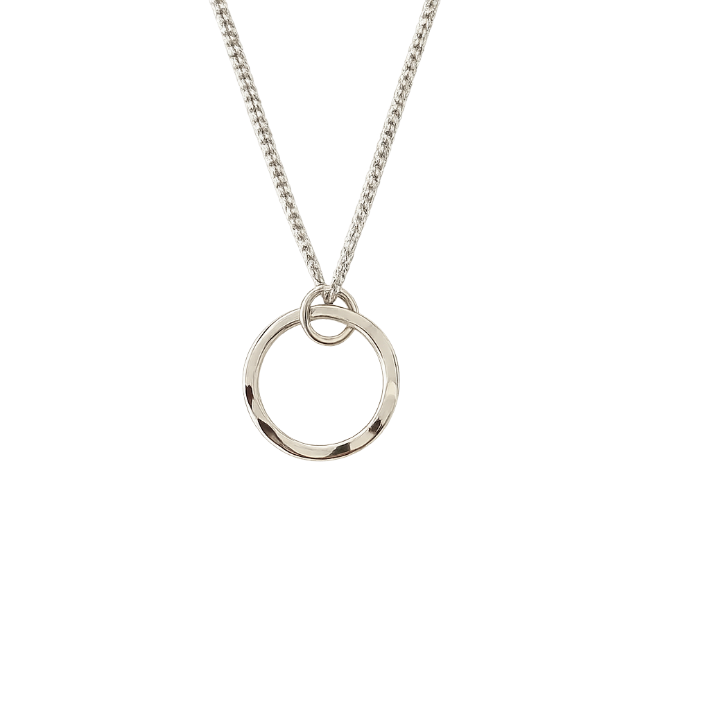 Sterling Silver Hammered Circle Disc Pendant Necklace