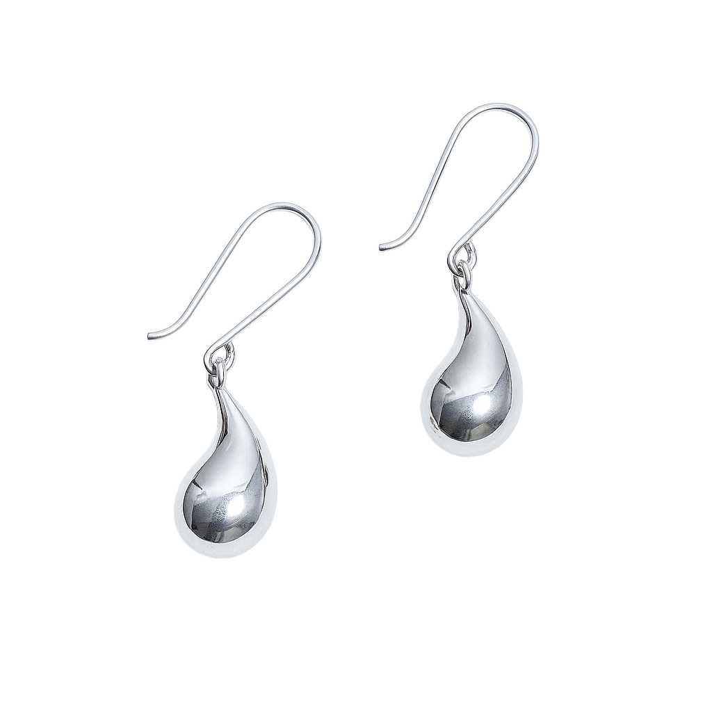 Sterling Silver Hook Earrings with a Chunky Curved Drop