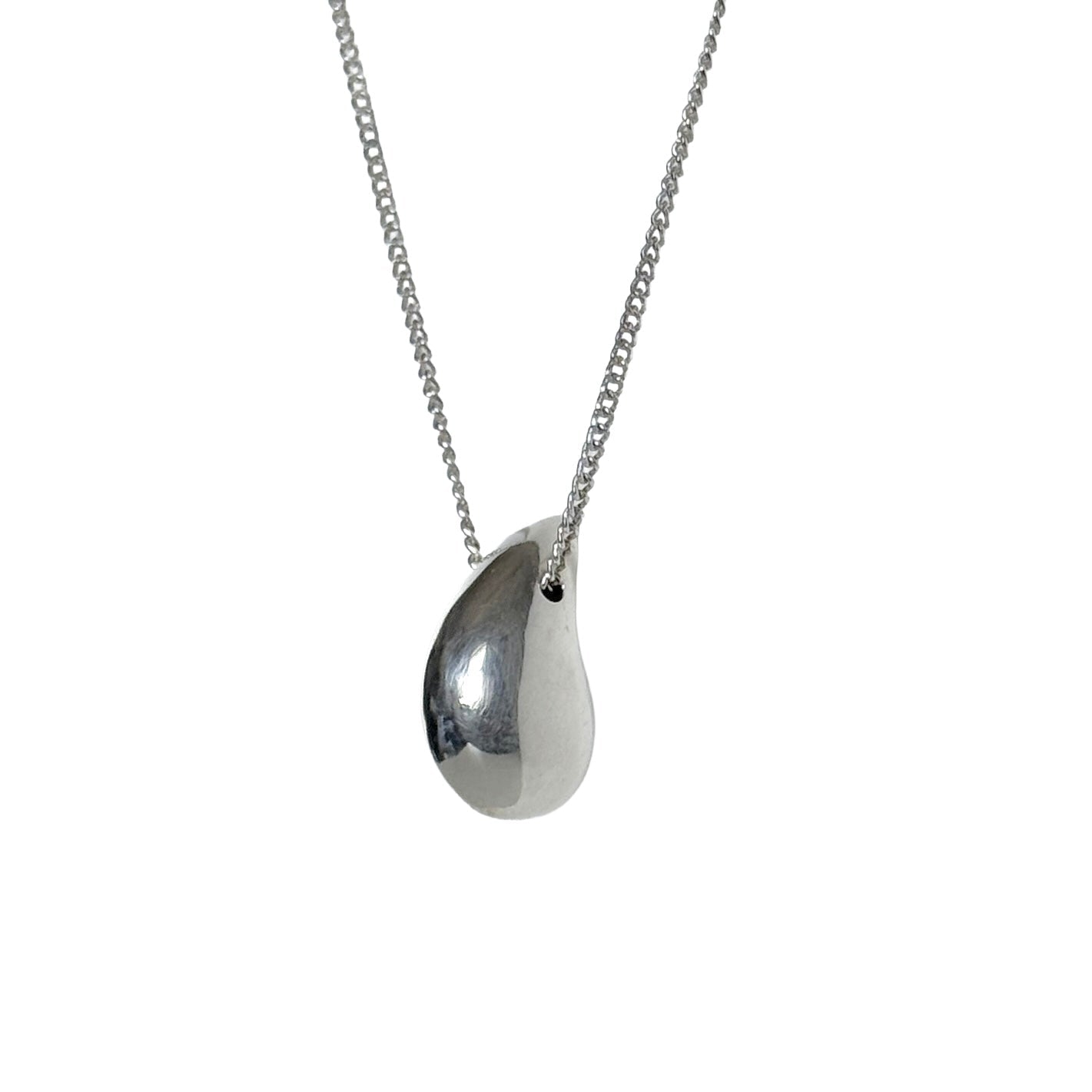 Sterling Silver Necklace with Chunky Curved Drop Pendant