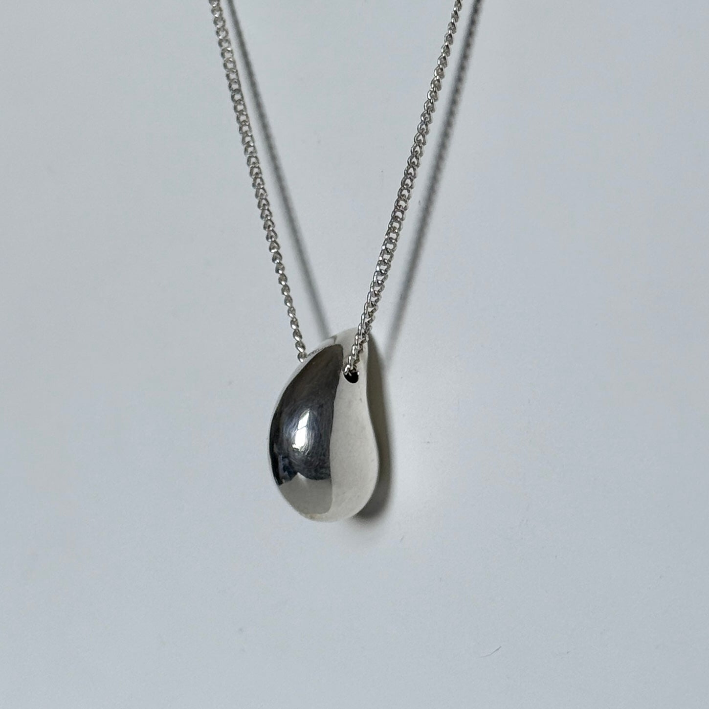 Sterling Silver Necklace with Chunky Curved Drop Pendant