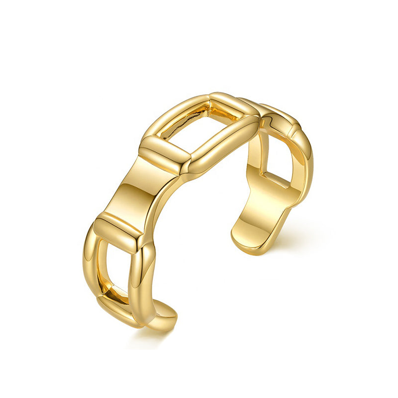 Chunky Statement Cuff with Large Links in 18k Gold Plated Brass - The Thea Cuff