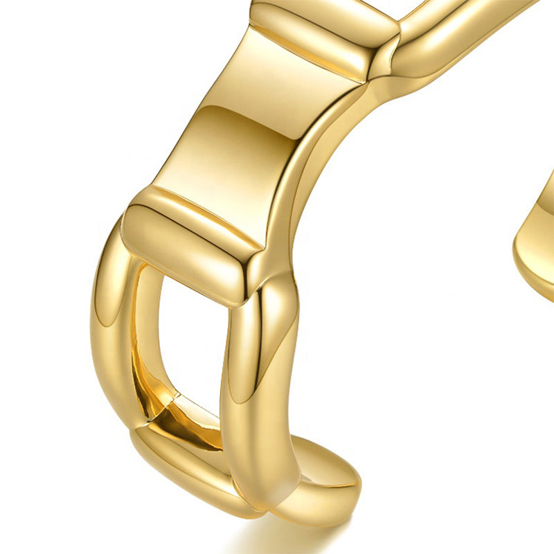 Chunky Statement Cuff with Large Links in 18k Gold Plated Brass - The Thea Cuff