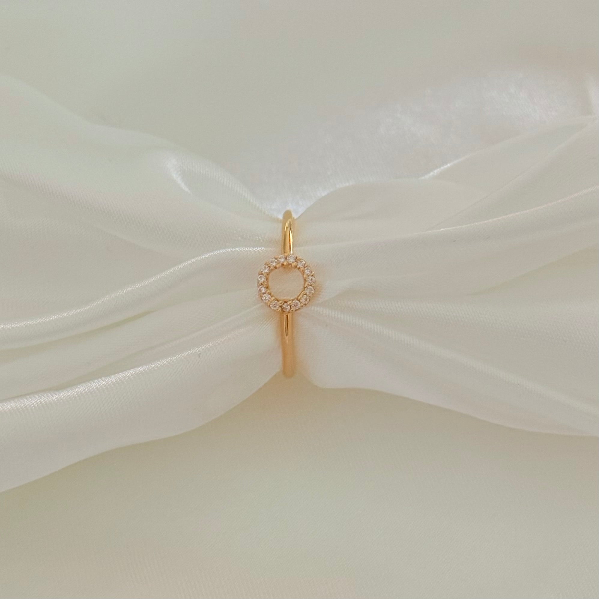 Vermeil Gold Circle Ring Studded with Cubic Zirconia