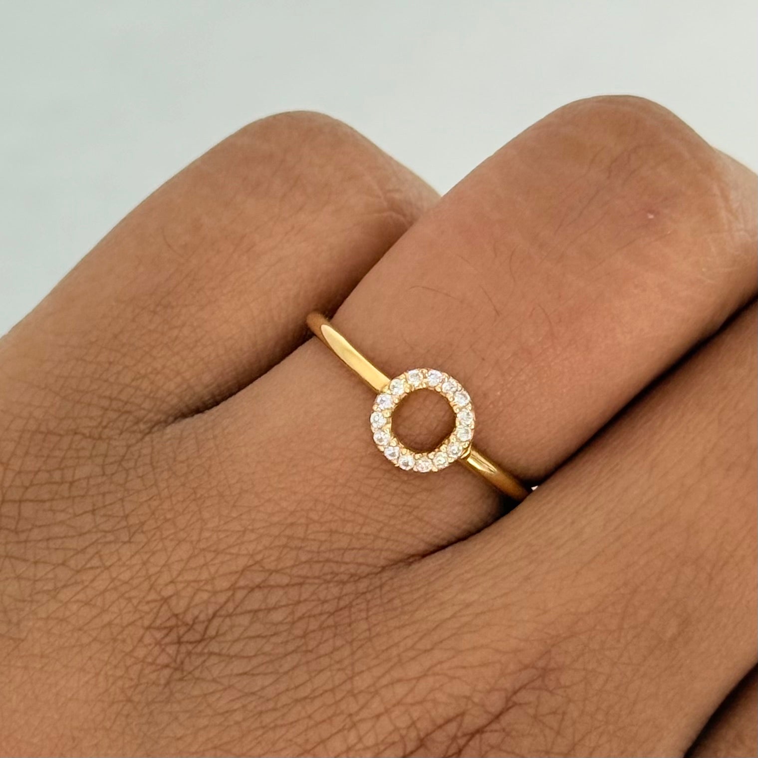 Vermeil Gold Circle Ring Studded with Cubic Zirconia