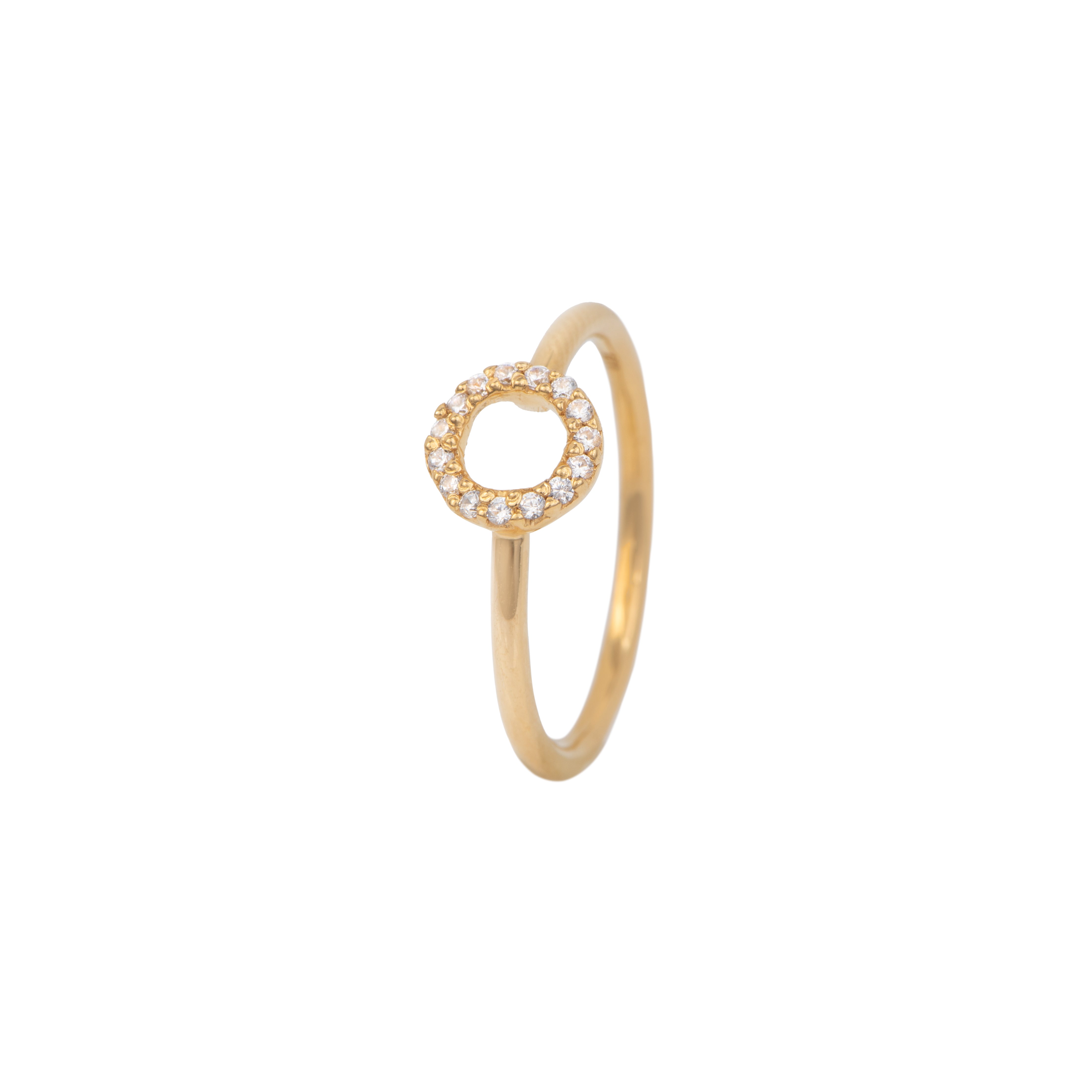 Vermeil Gold Circle Ring Studded with Cubic Zirconia RRD023-CZ-G - Milina London