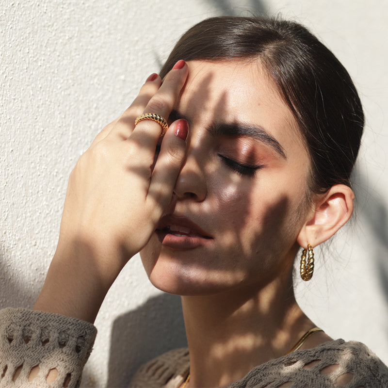 Twisted Spiral Rope Hoop Earrings in 18k Gold Plated Brass - The Lara Earrings