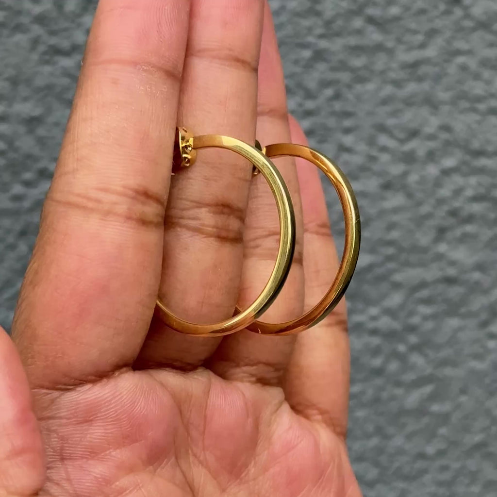 Large 18k Gold Plated Sterling Silver Hoops with a Square Edge Milina London 