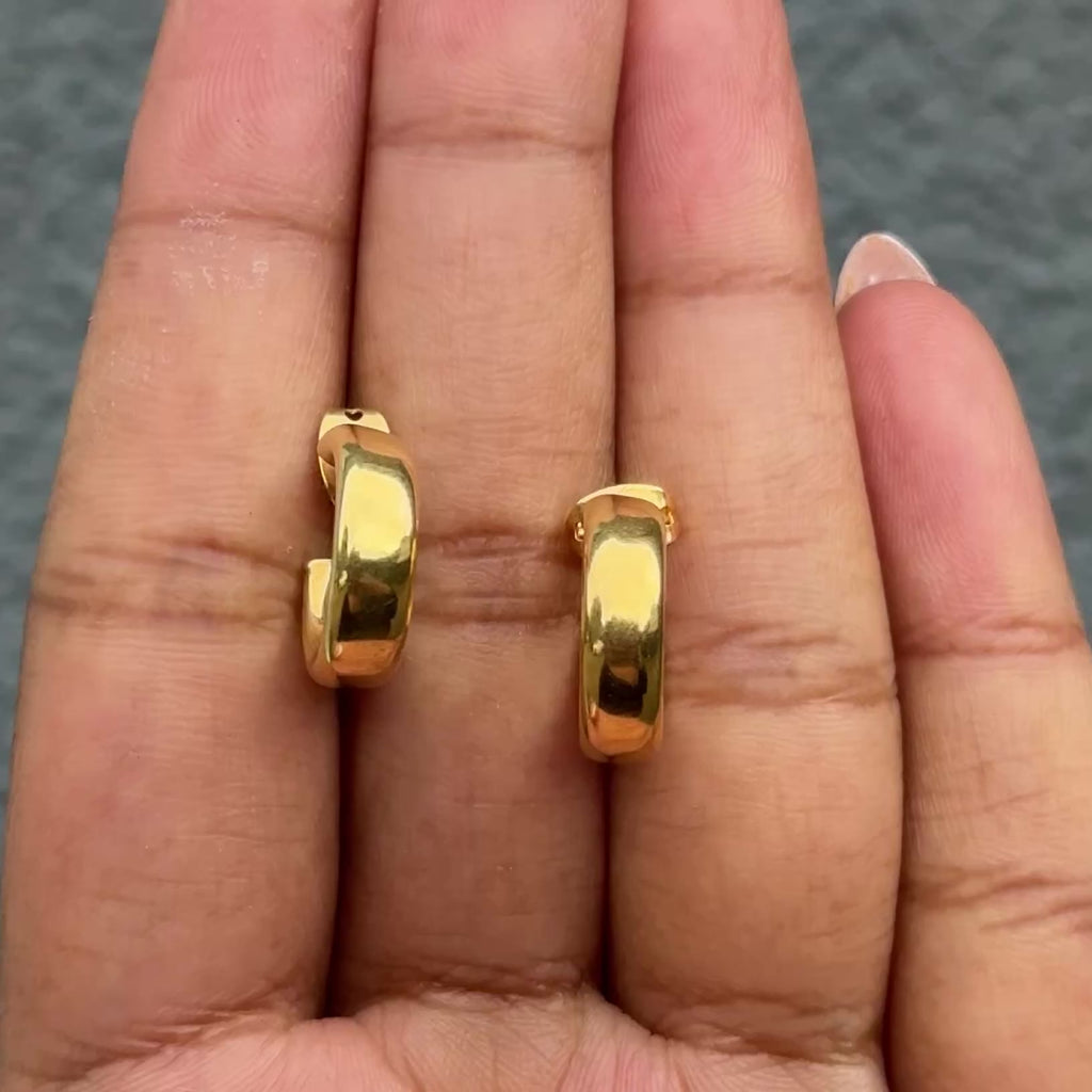 18k Gold Plated Sterling Silver Small Thick Rounded Hoops Milina London 