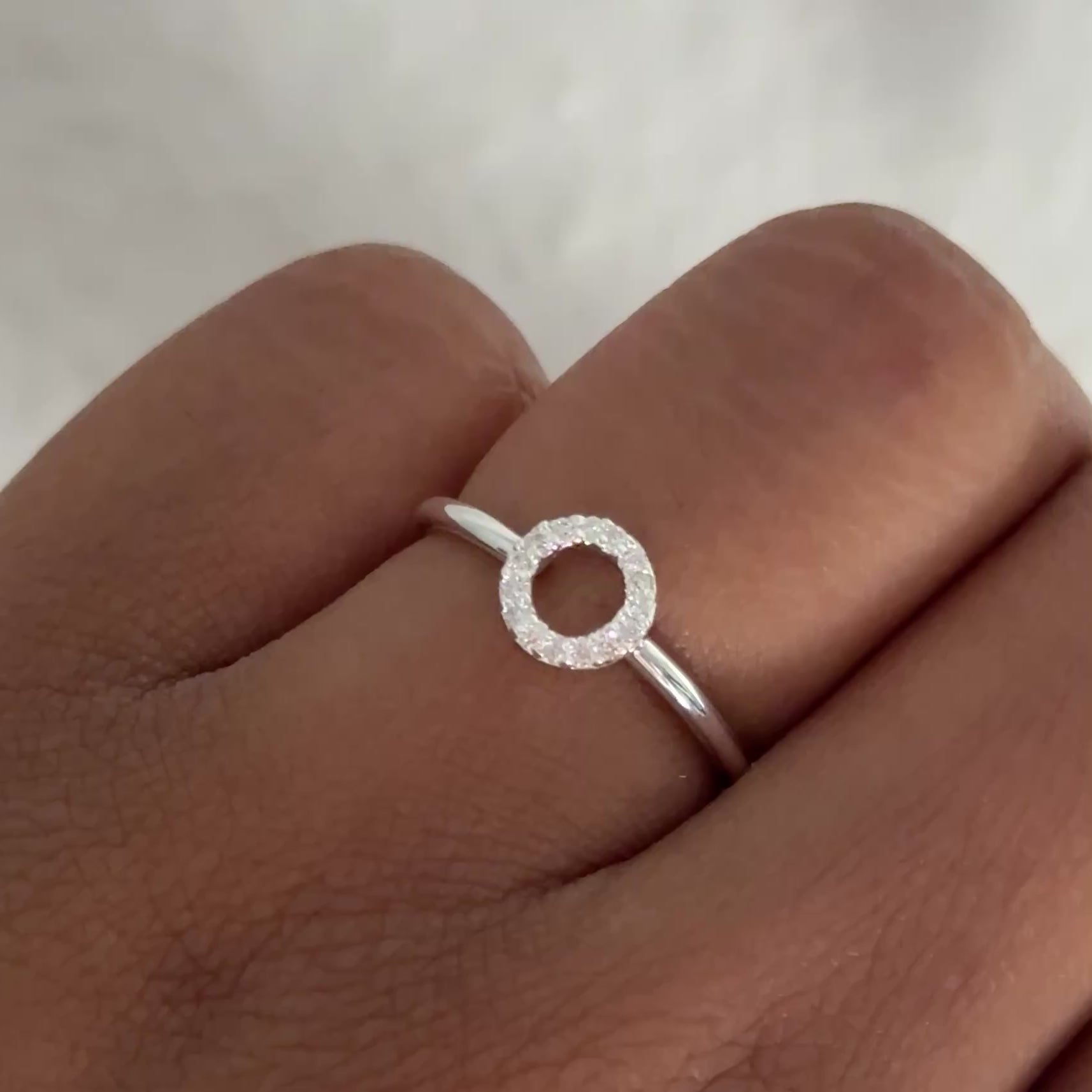 Sterling Silver Circle Ring Studded with Cubic Zirconia